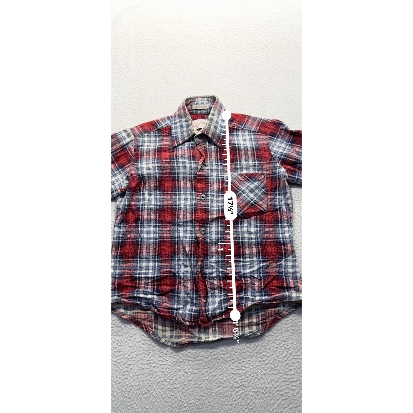Vintage Value Line Boys Plaid Flannel Shirt Size 8 Red/Blue Cotton #7970