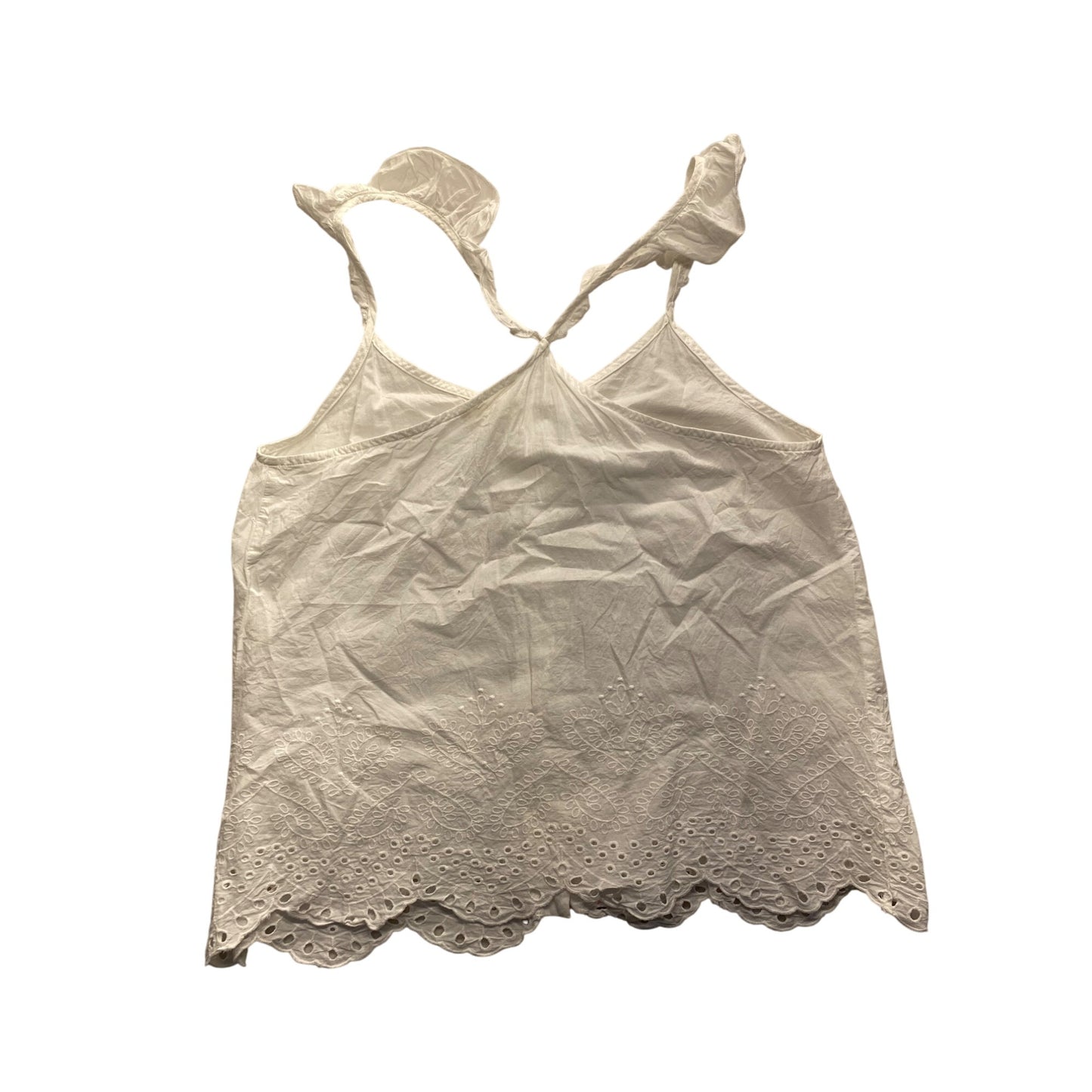 Urban Romantics White Embroidered Cotton Sleeveless Button-Up Top #7079