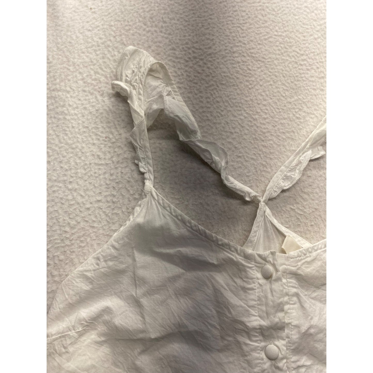 Urban Romantics White Embroidered Cotton Sleeveless Button-Up Top #7079