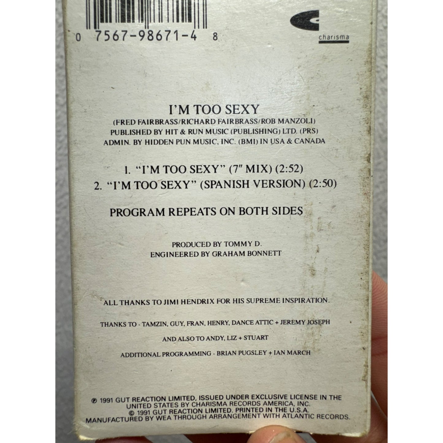 I’m Too Sexy by Right Said Fred Cassette Tape #5605
