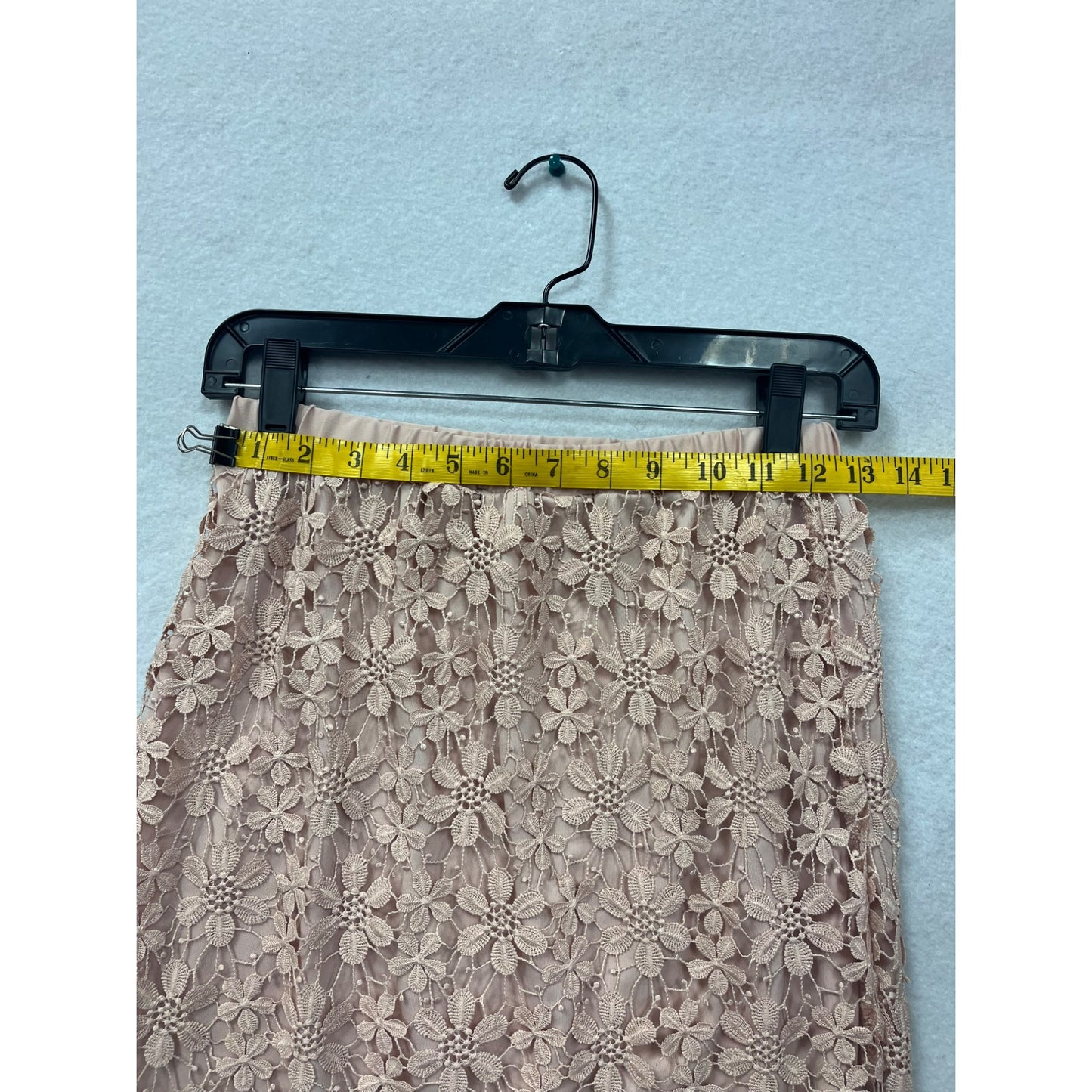 Adiva Womens Pink Floral Lace Overlay Skirt With Elastic Waist #6078