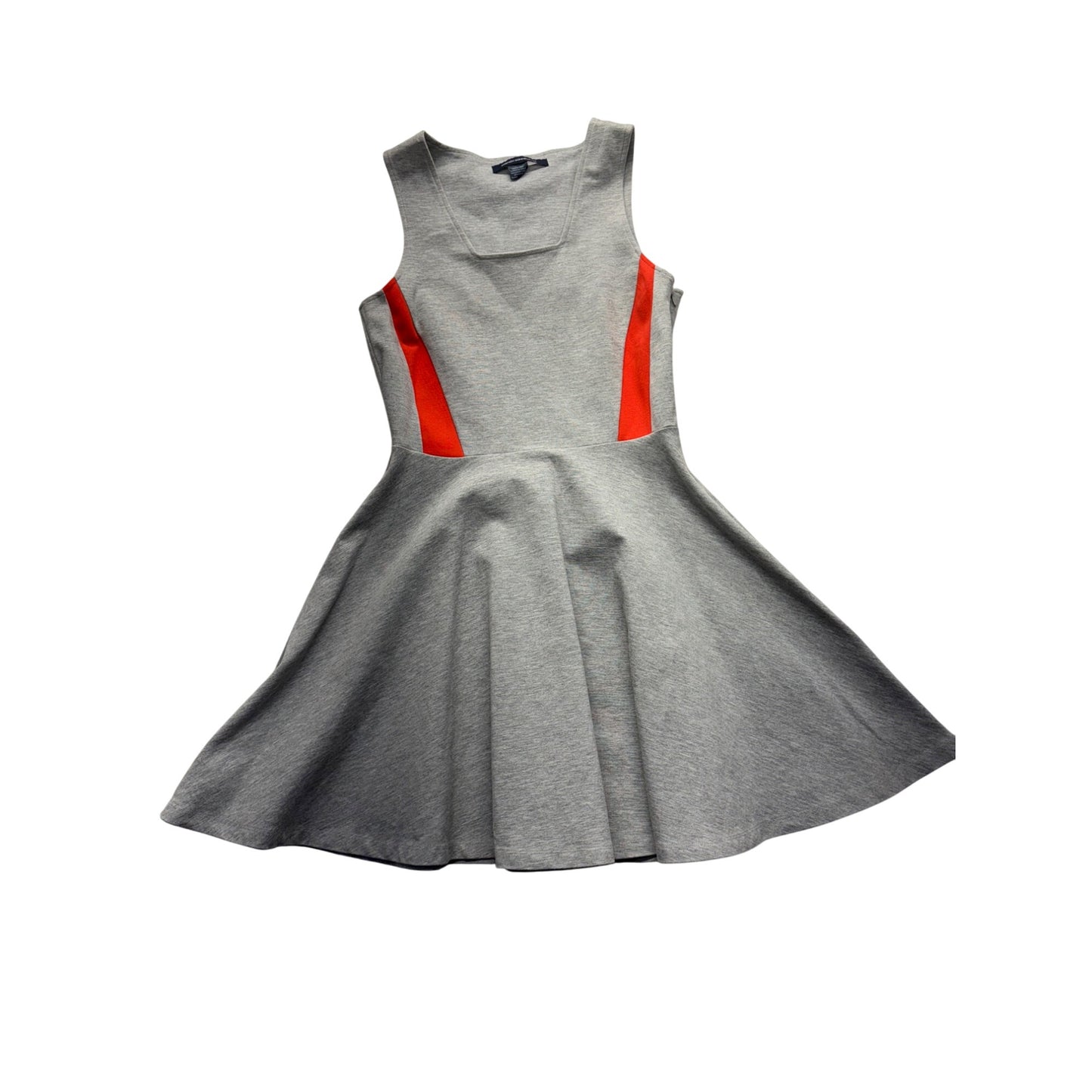 French Connection Gray & Red Fit & Flare Sleeveless Dress #7700