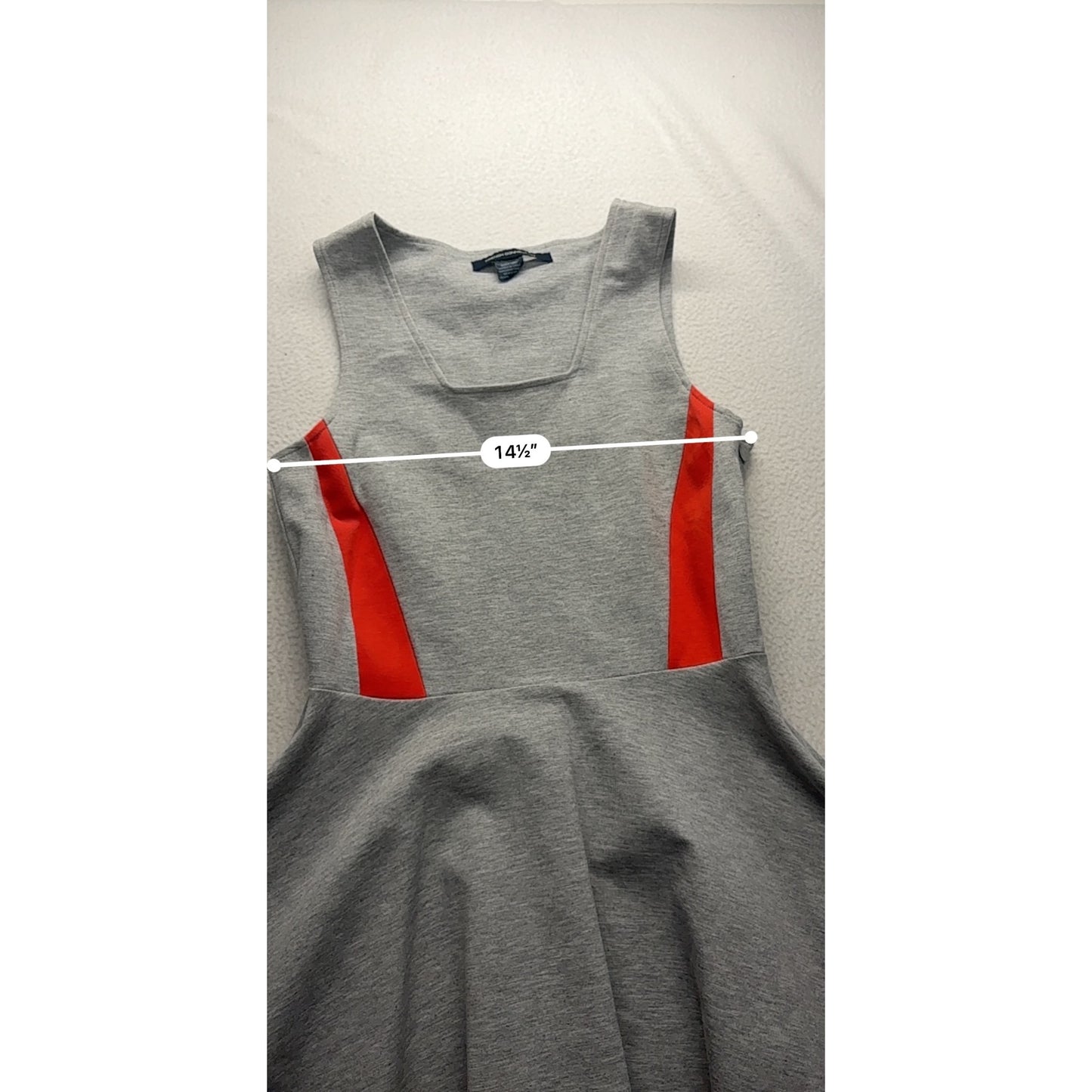 French Connection Gray & Red Fit & Flare Sleeveless Dress #7700