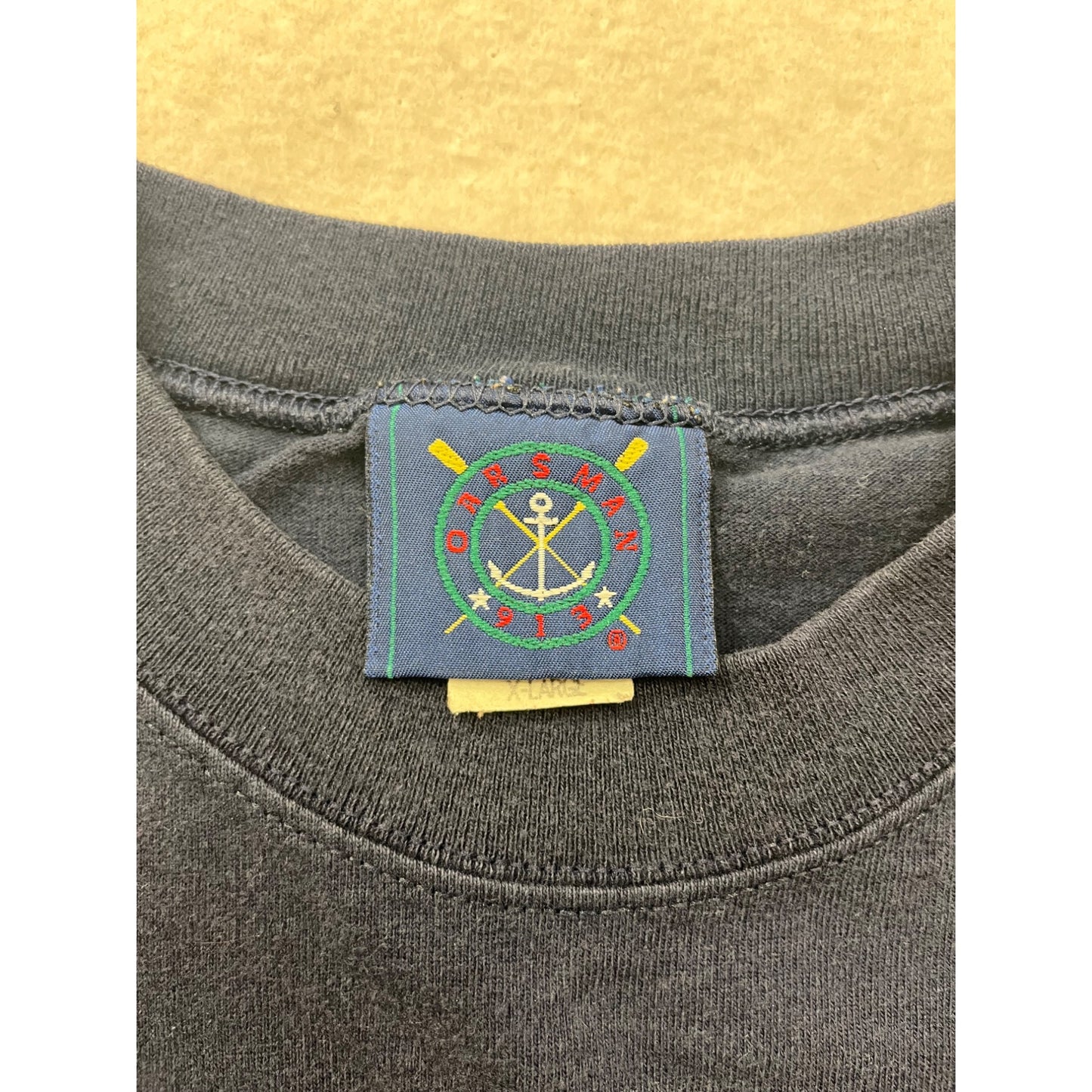 Vintage Oarsman Minnesota Camping Out Navy Blue T-Shirt Mens XL 8405
