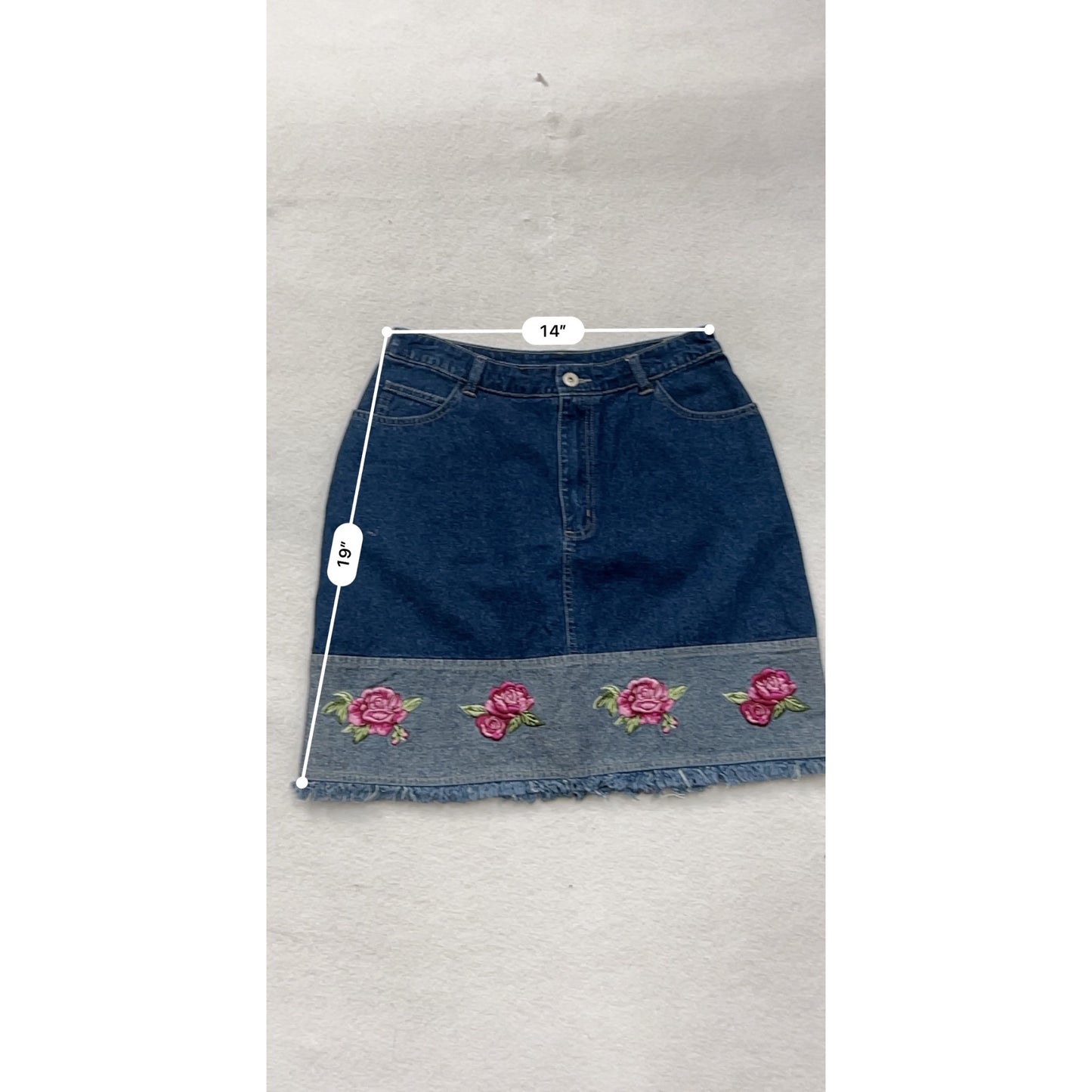 Women’s 9/10 Floral Denim Skirt #8347