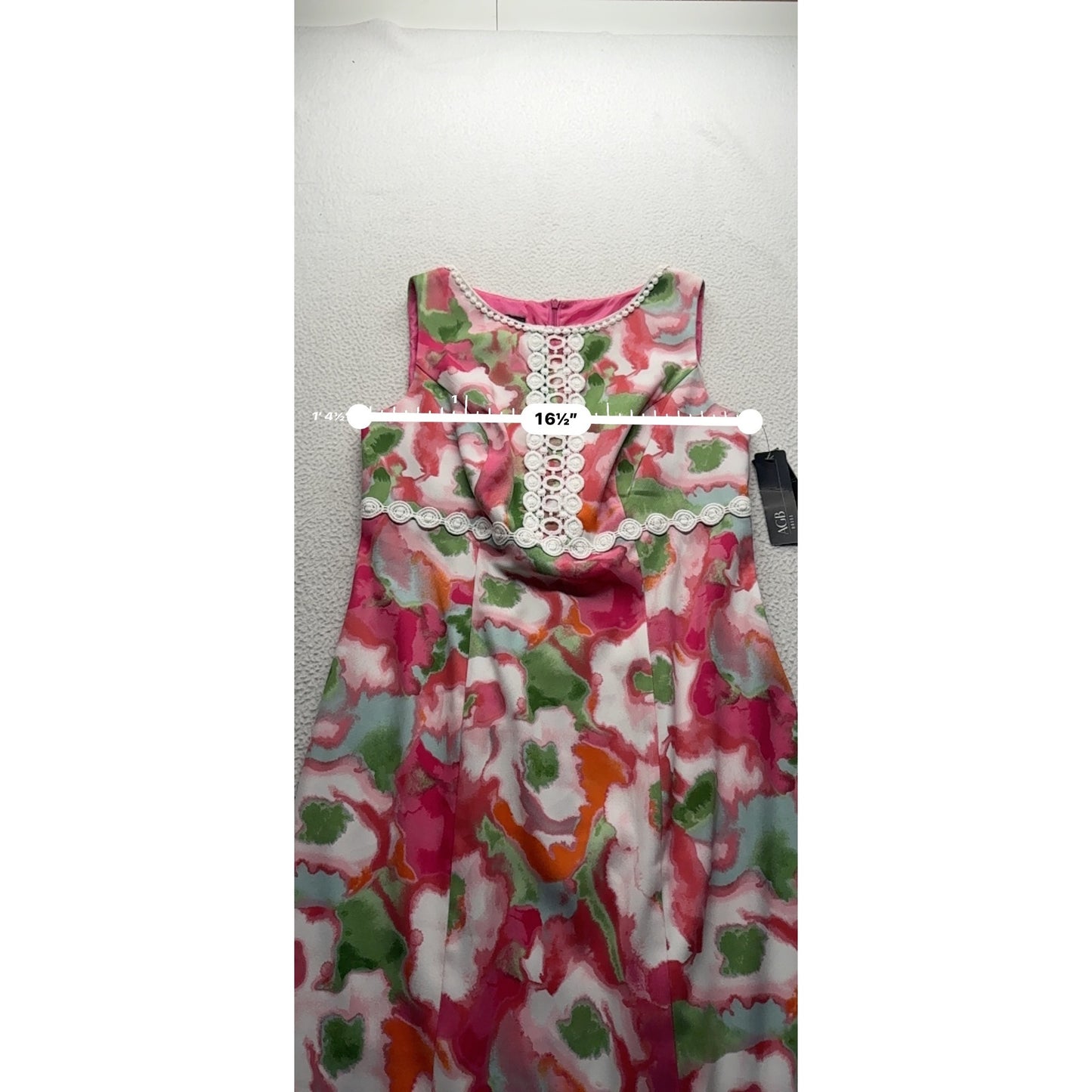 AGB Floral Sleeveless Dress Lace Detail Size 8 #9144