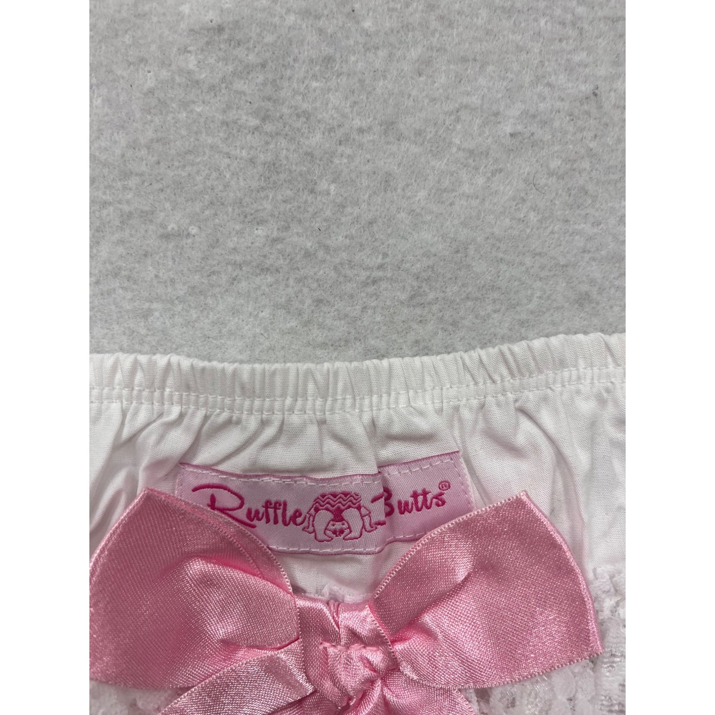 Baby White Lace Ruffle Bloomers With Pink Bow By Ruffle Butts #8538