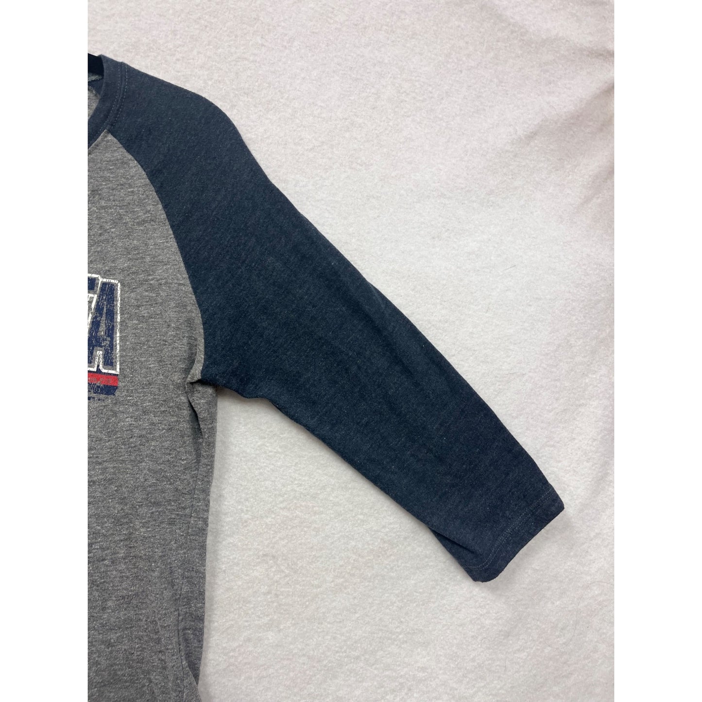 Minnesota Twins Womens Raglan 3/4 Sleeve Baseball Tee Large Gray & Navy #6807