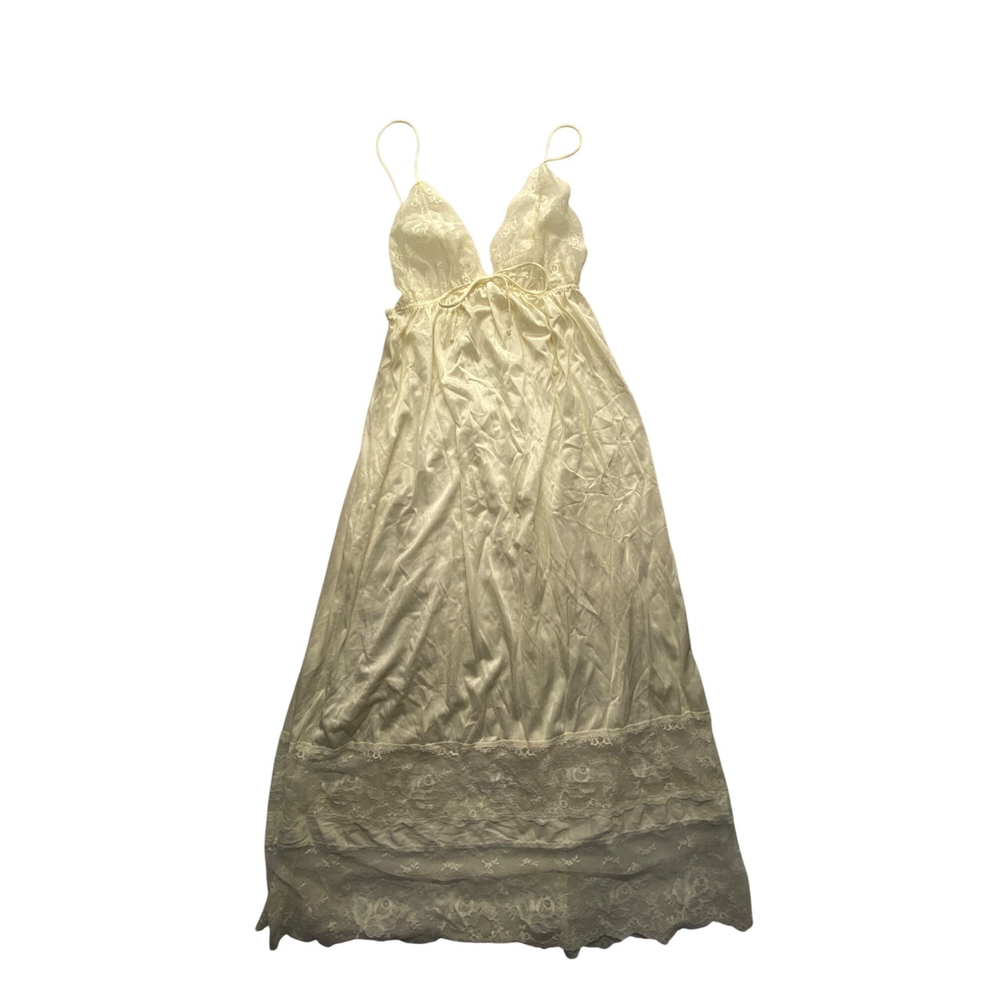 Vintage Miss Elaine Ivory Lace & Satin Nightgown Slip Dress #7212