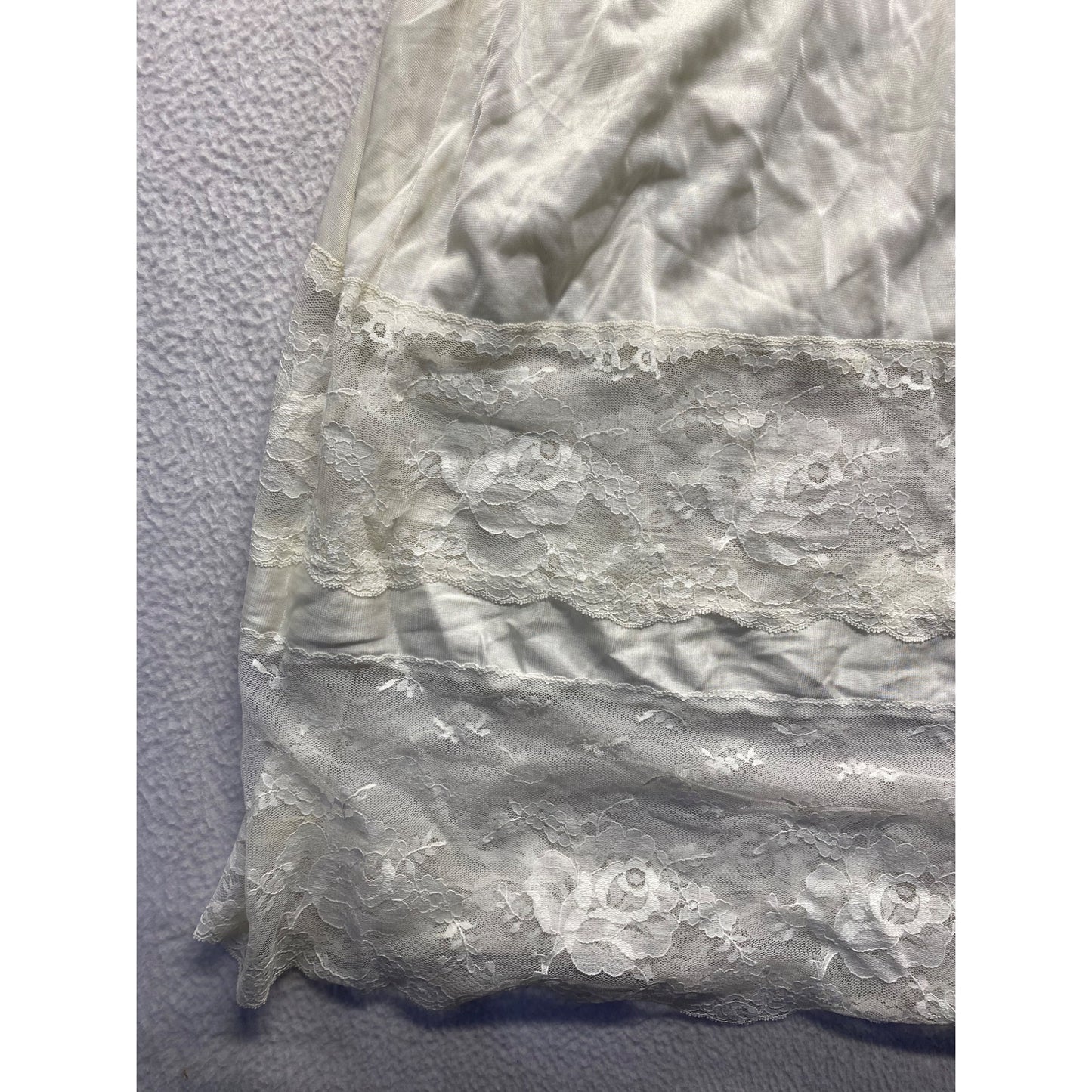 Vintage Miss Elaine Ivory Lace & Satin Nightgown Slip Dress #7212