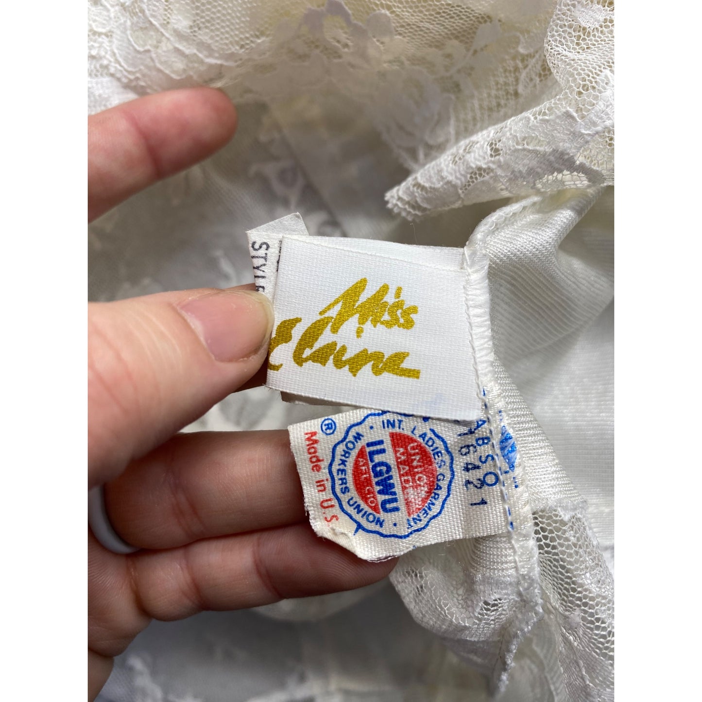 Vintage Miss Elaine Ivory Lace & Satin Nightgown Slip Dress #7212