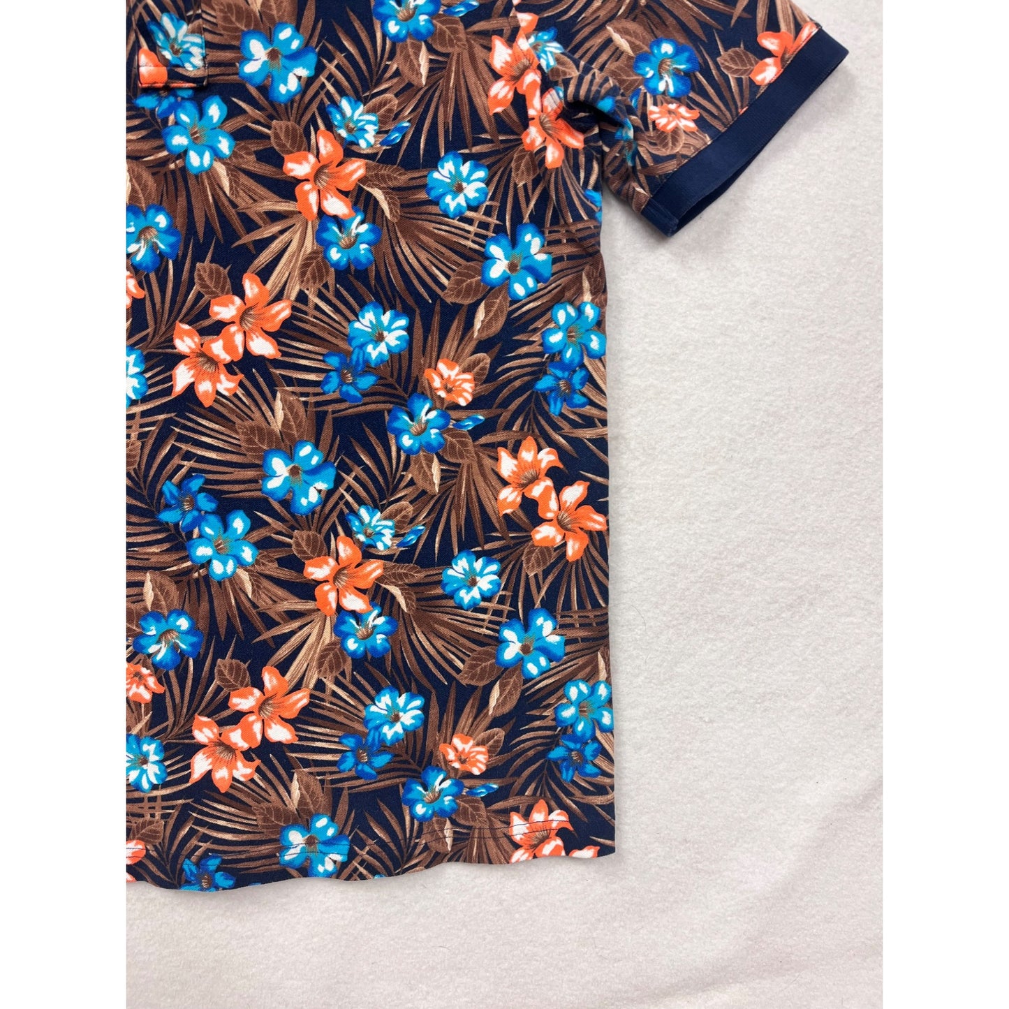 Mens Lands End Traditional Fit Floral Polo Shirt Medium #6948