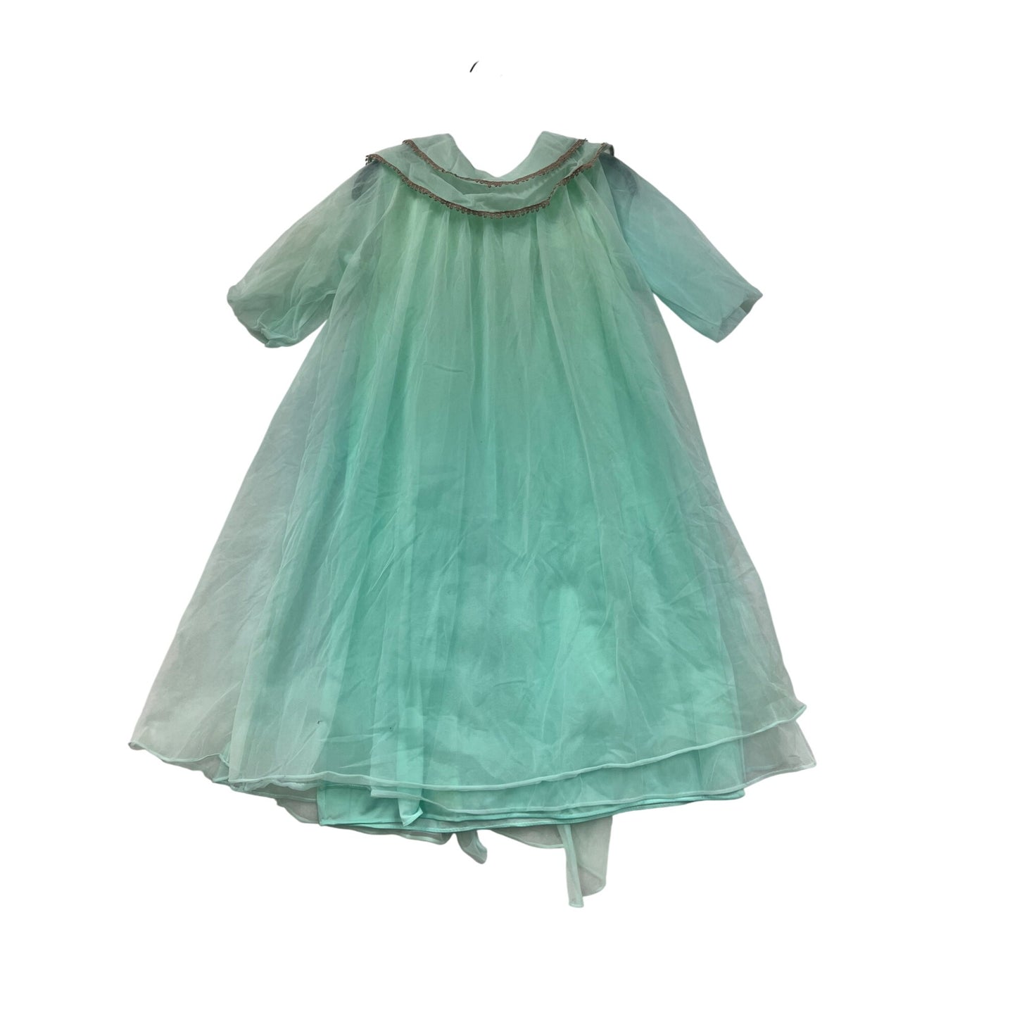 Vintage 80s Sheer Aqua Nightgown & Robe Set #6169