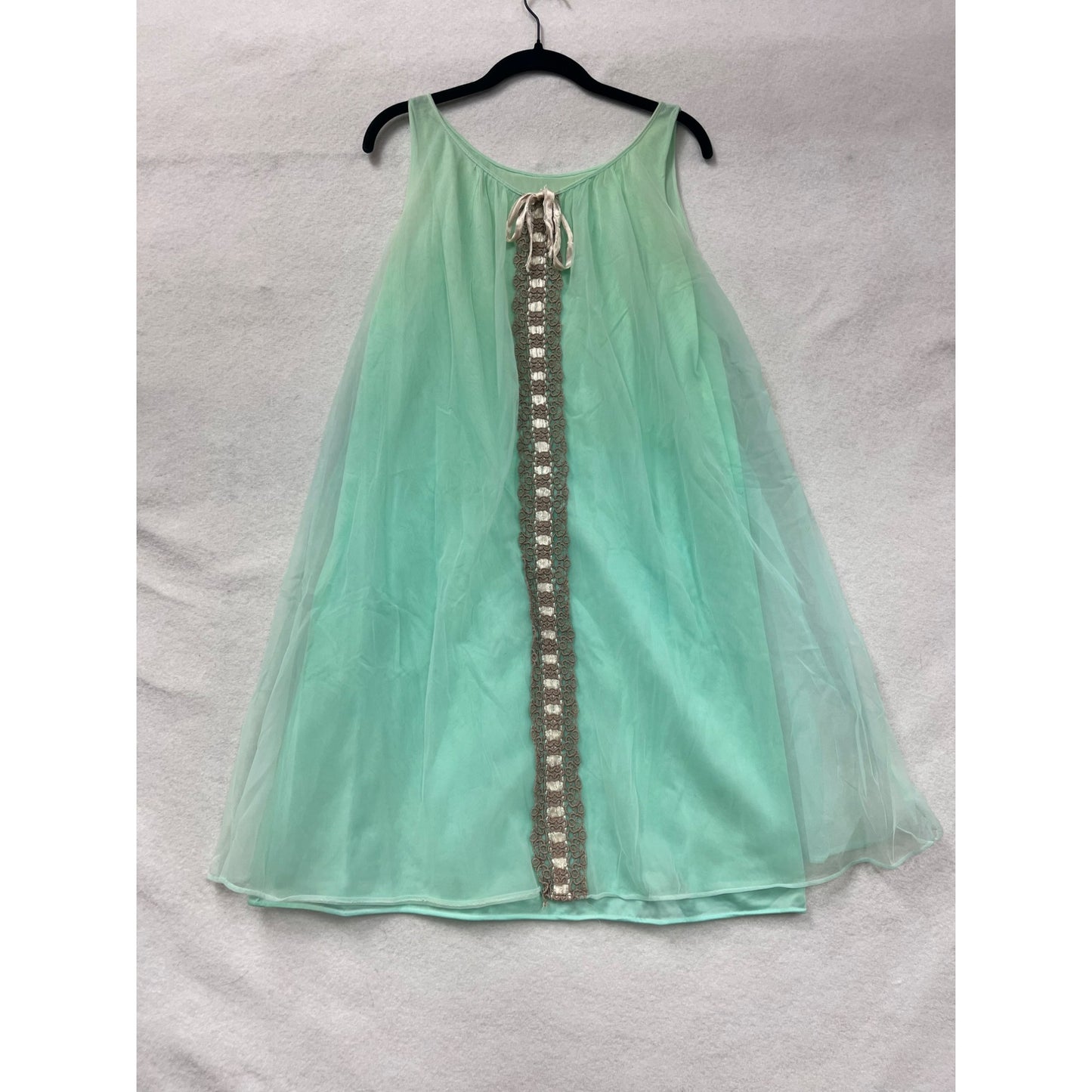Vintage 80s Sheer Aqua Nightgown & Robe Set #6169
