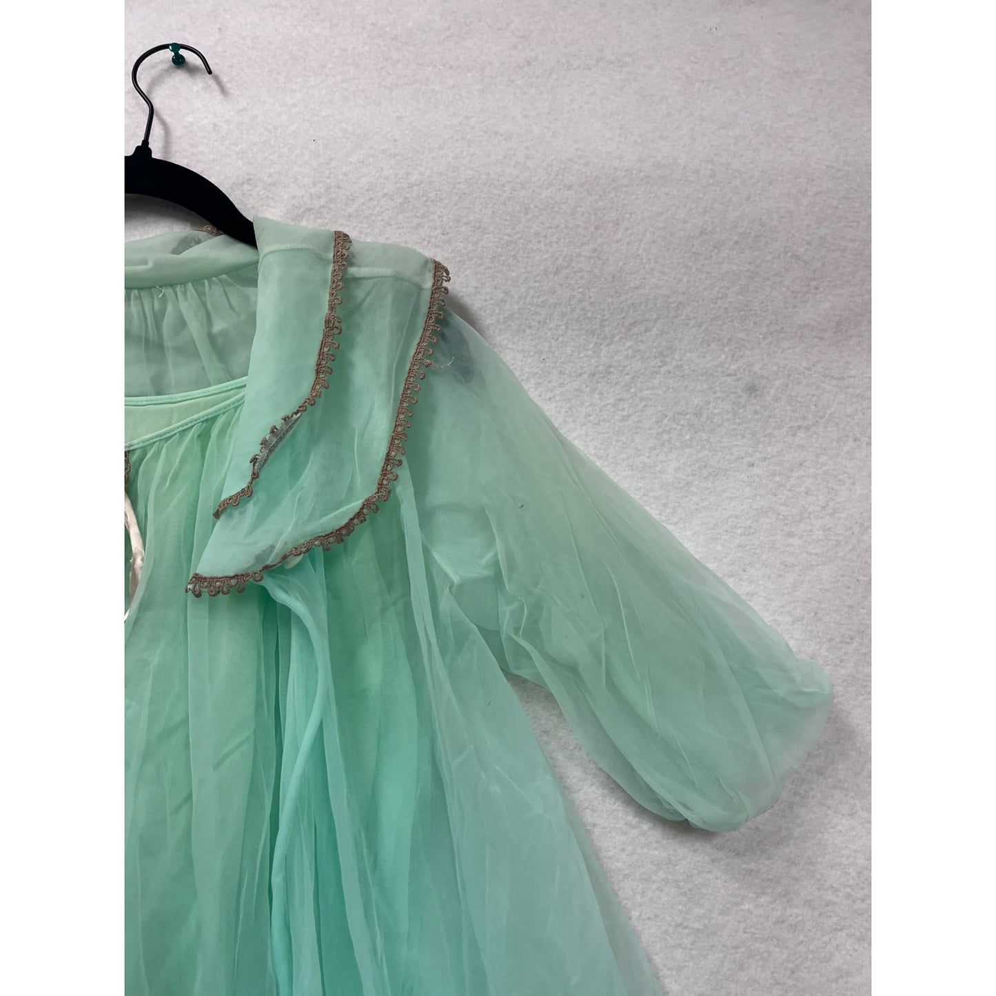 Vintage 80s Sheer Aqua Nightgown & Robe Set #6169