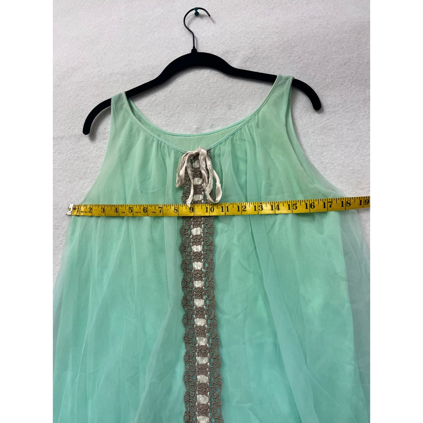 Vintage 80s Sheer Aqua Nightgown & Robe Set #6169
