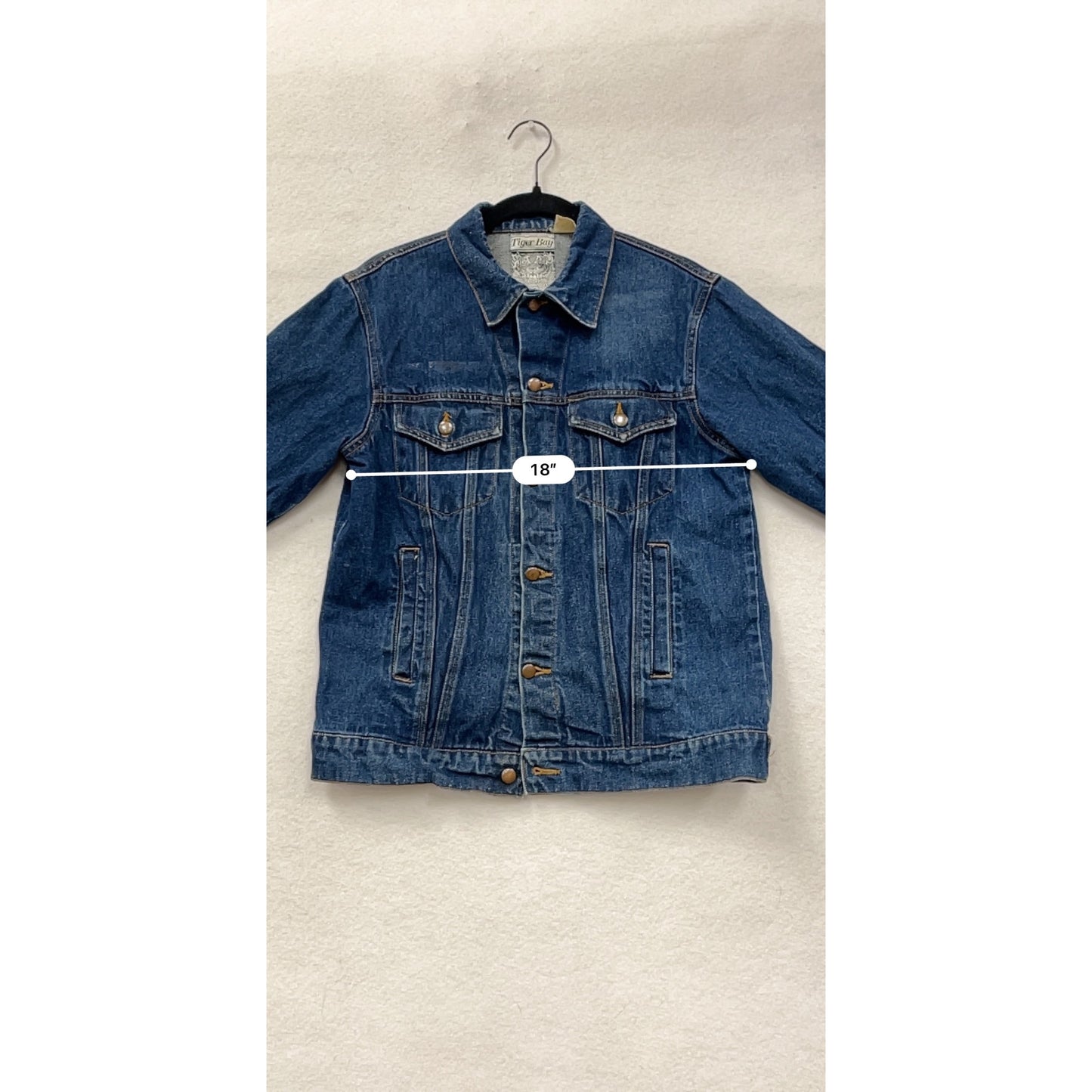 Vintage Tiger Bay Womens Denim Jacket M / L Dark Wash 100% Cotton Button-Up Front & Pockets #6935