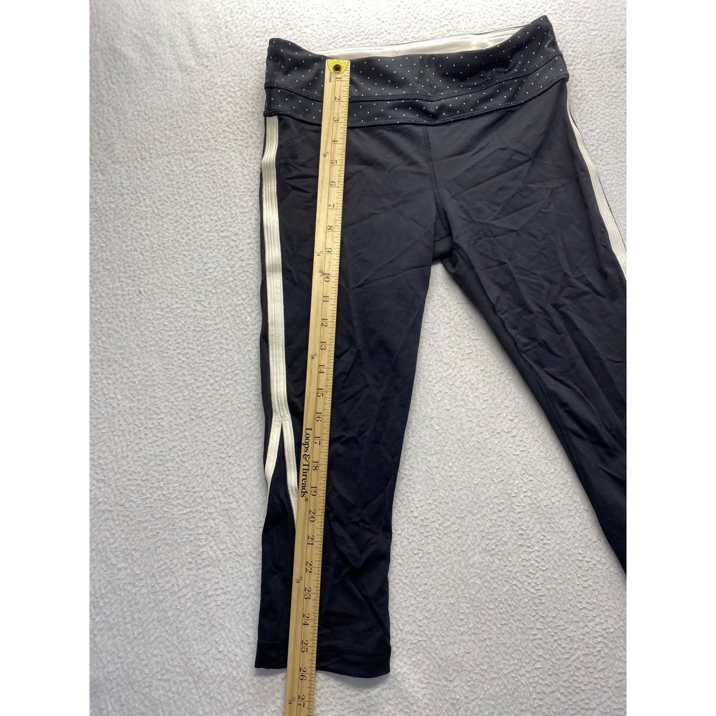 Lululemon Black Crop Yoga Pants With Polka Dot Waistband #7352