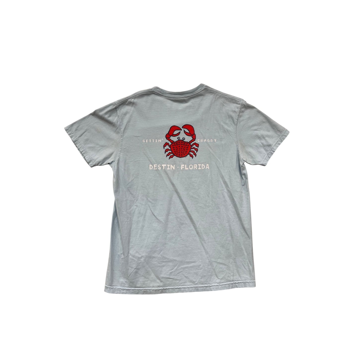 Comfort Colors Mens Medium Blue "Gettin Crabby" Destin Florida T-Shirt #8114