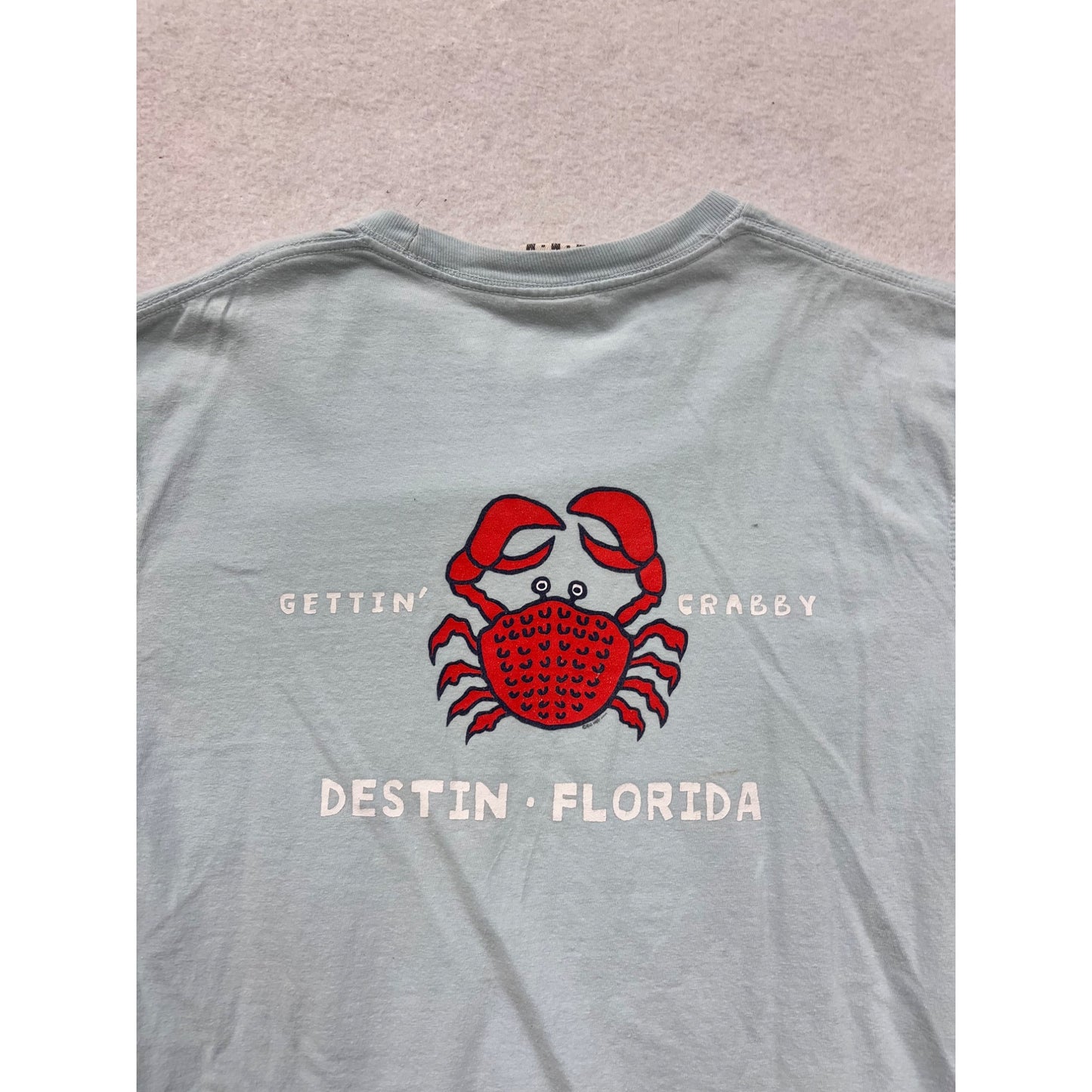 Comfort Colors Mens Medium Blue "Gettin Crabby" Destin Florida T-Shirt #8114