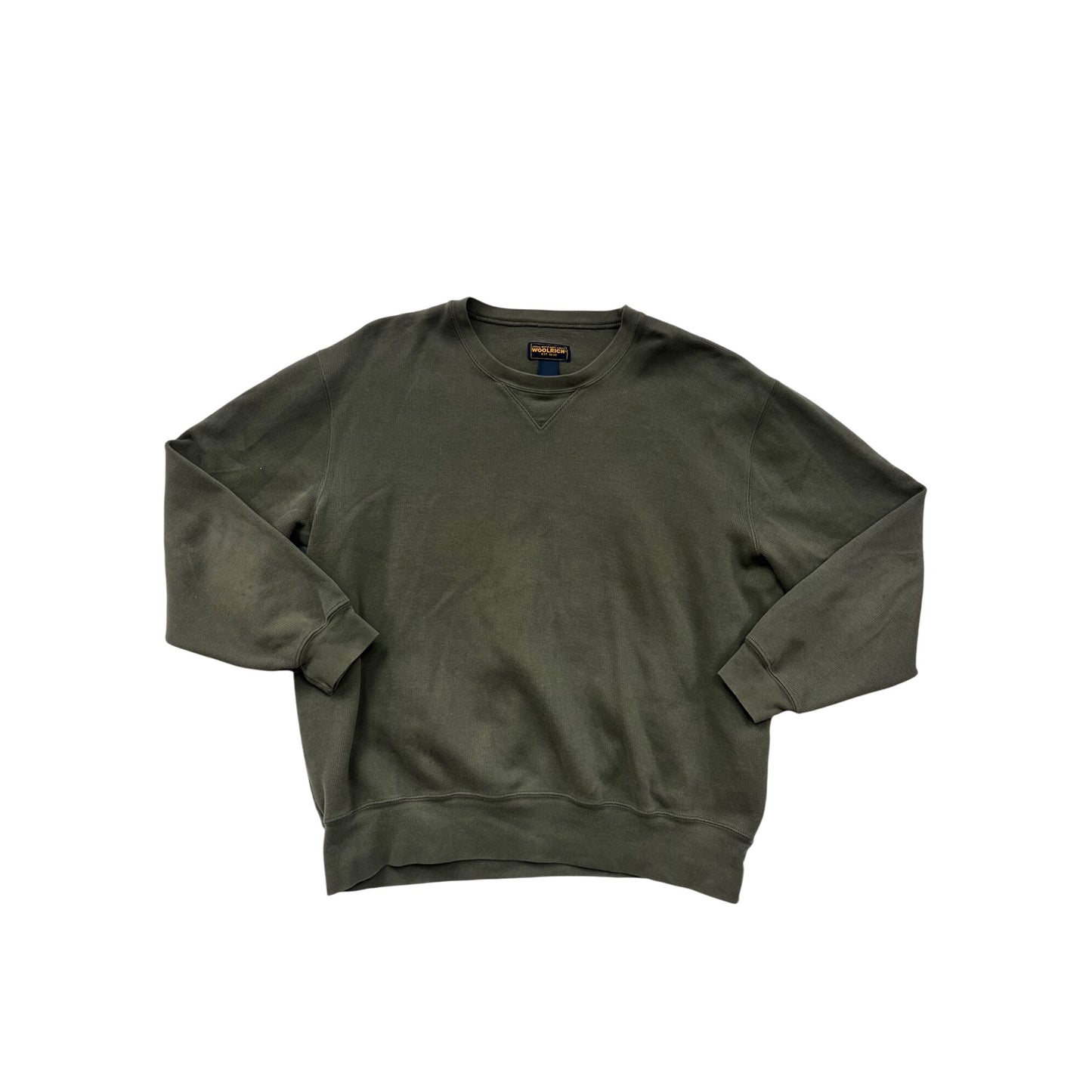 Woolrich Mens Large Green Crewneck Sweatshirt 100% Cotton Long Sleeve #6536