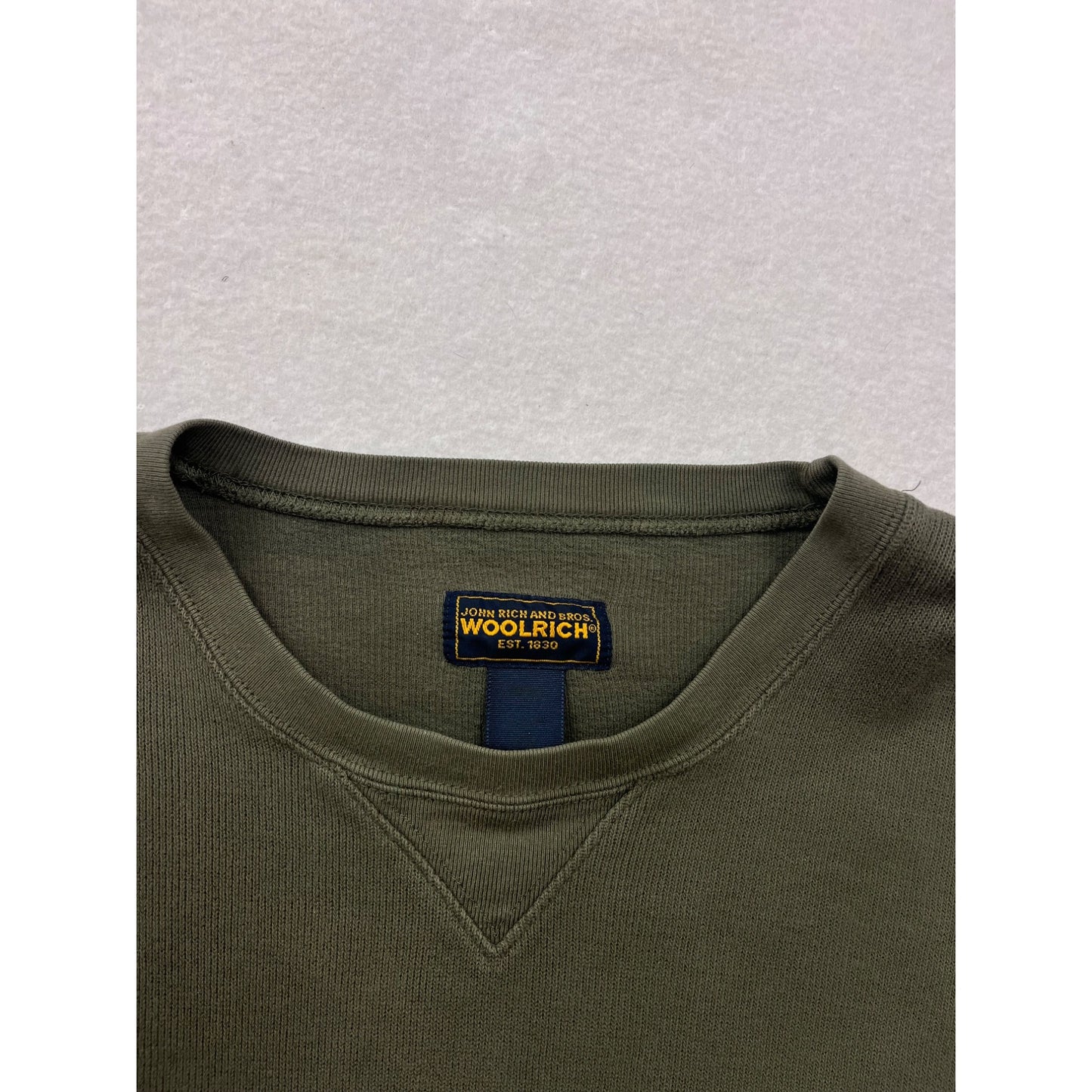 Woolrich Mens Large Green Crewneck Sweatshirt 100% Cotton Long Sleeve #6536