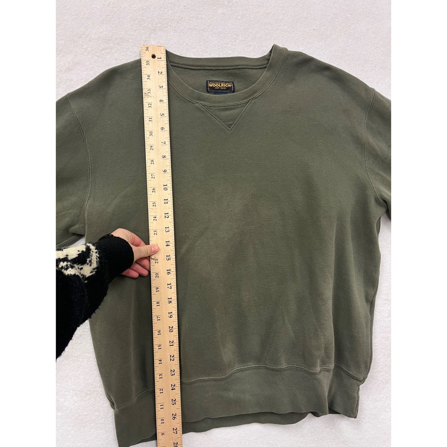 Woolrich Mens Large Green Crewneck Sweatshirt 100% Cotton Long Sleeve #6536
