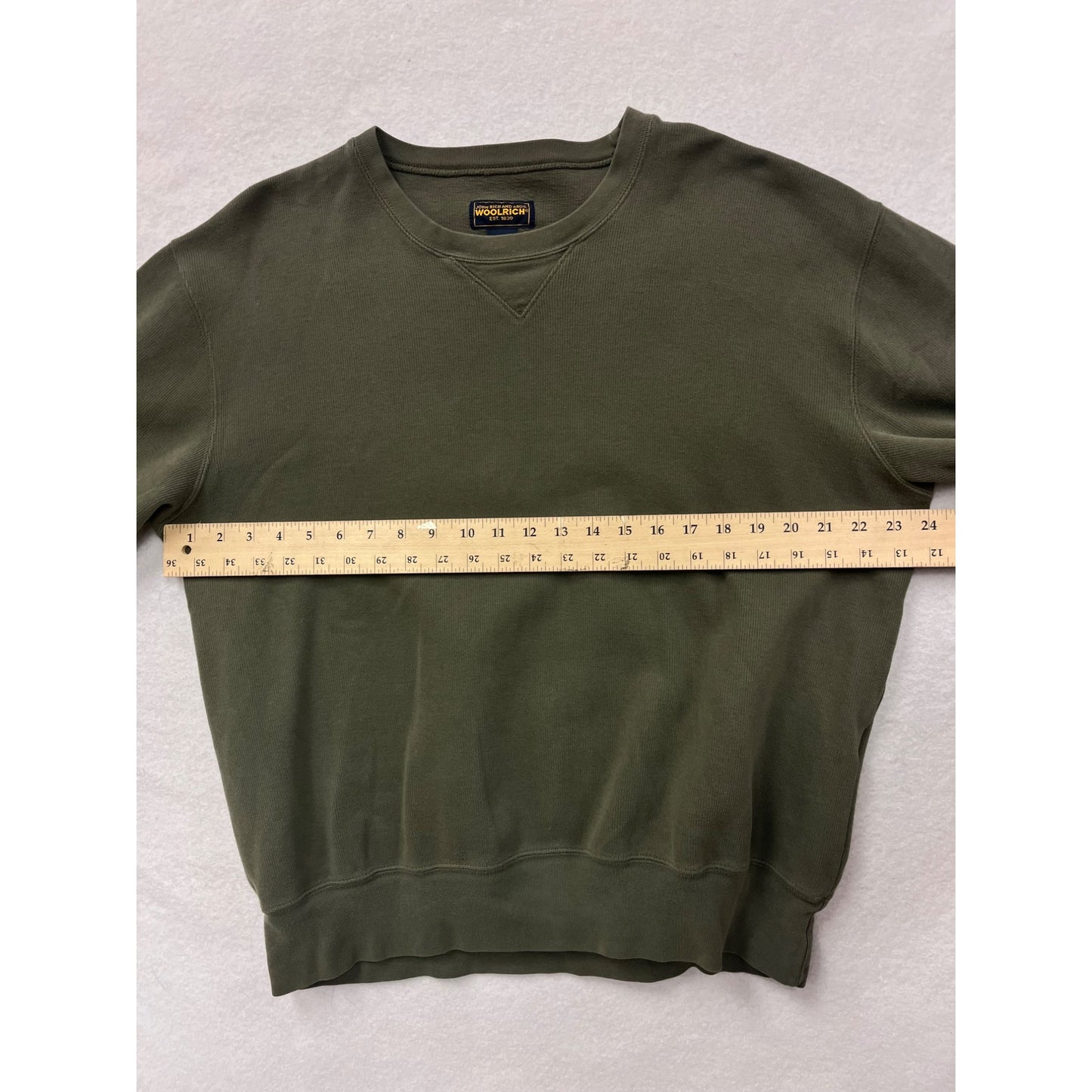 Woolrich Mens Large Green Crewneck Sweatshirt 100% Cotton Long Sleeve #6536
