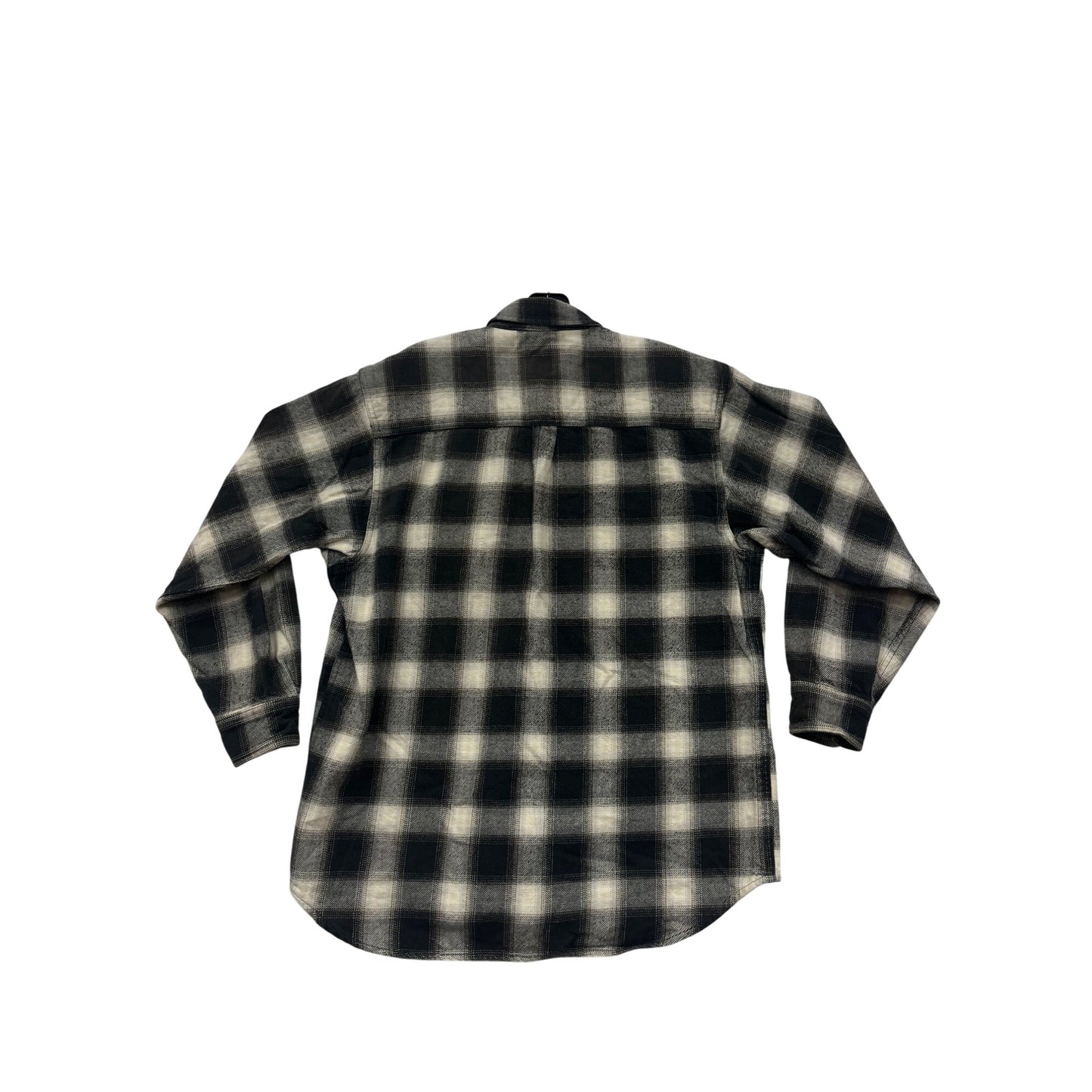 Mens Large Burrylane Black & Cream Plaid Flannel Button-Down Flannel #6527
