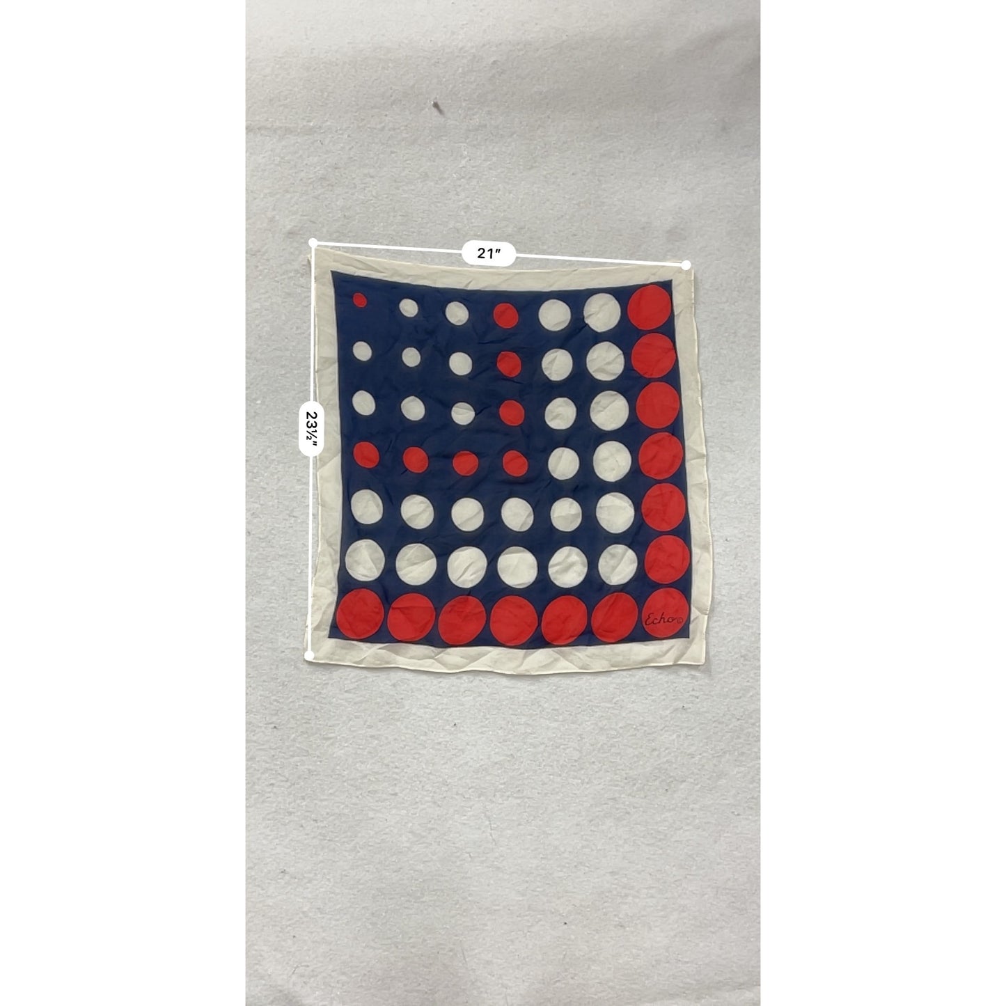 Vintage Echo Silk Scarf With Red & White Polka Dot Design #8835