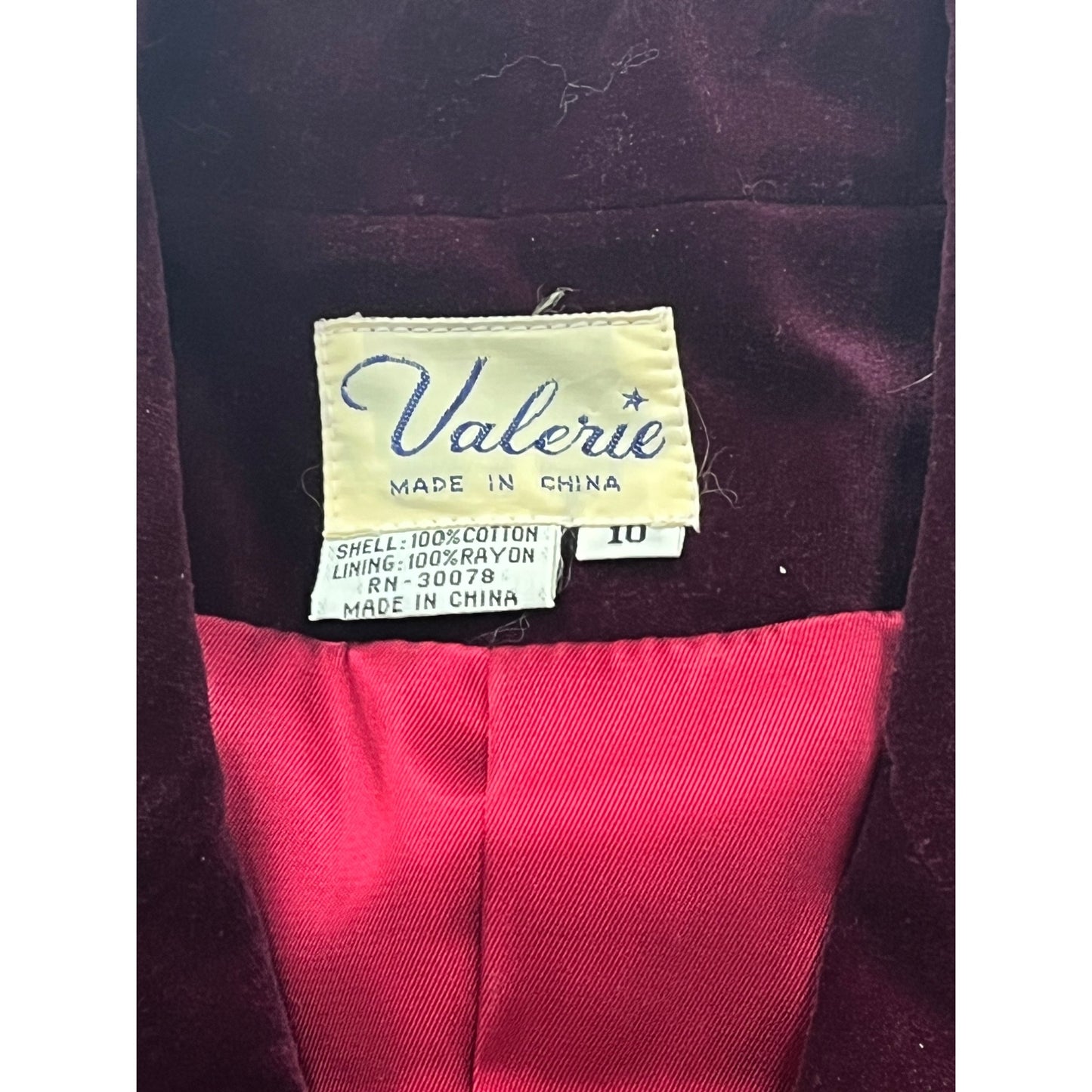 Women’s Vintage Valerie Maroon Velvet Blazer -2763