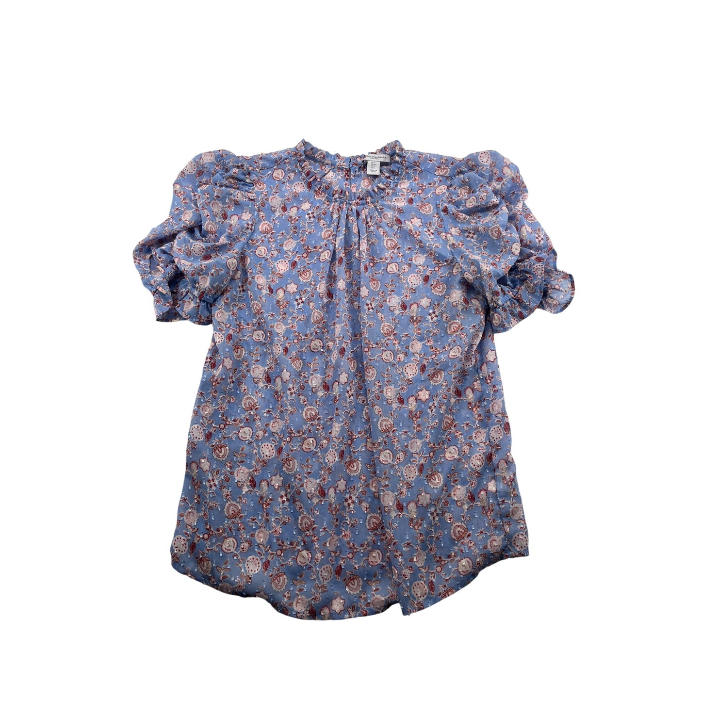 Carolina Belle Womens Floral Puff Sleeve Blouse Blue & Pink #6210
