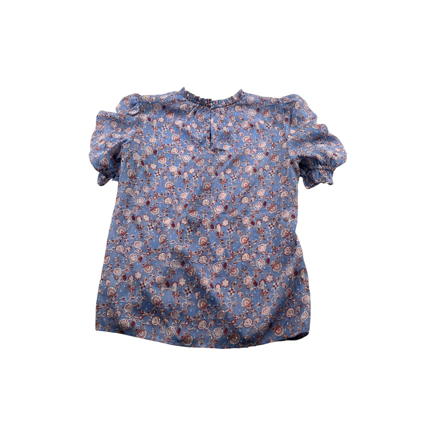 Carolina Belle Womens Floral Puff Sleeve Blouse Blue & Pink #6210