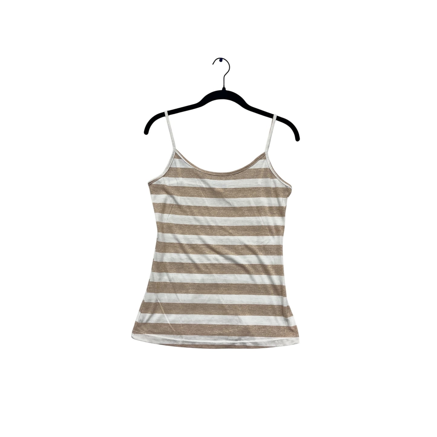 Gold & White Striped Cami Top Medium By Candy Rain #810A