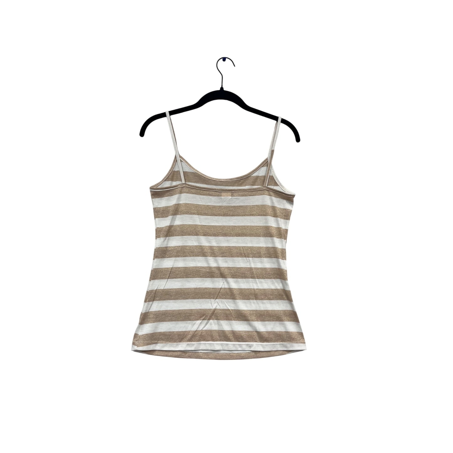 Gold & White Striped Cami Top Medium By Candy Rain #810A