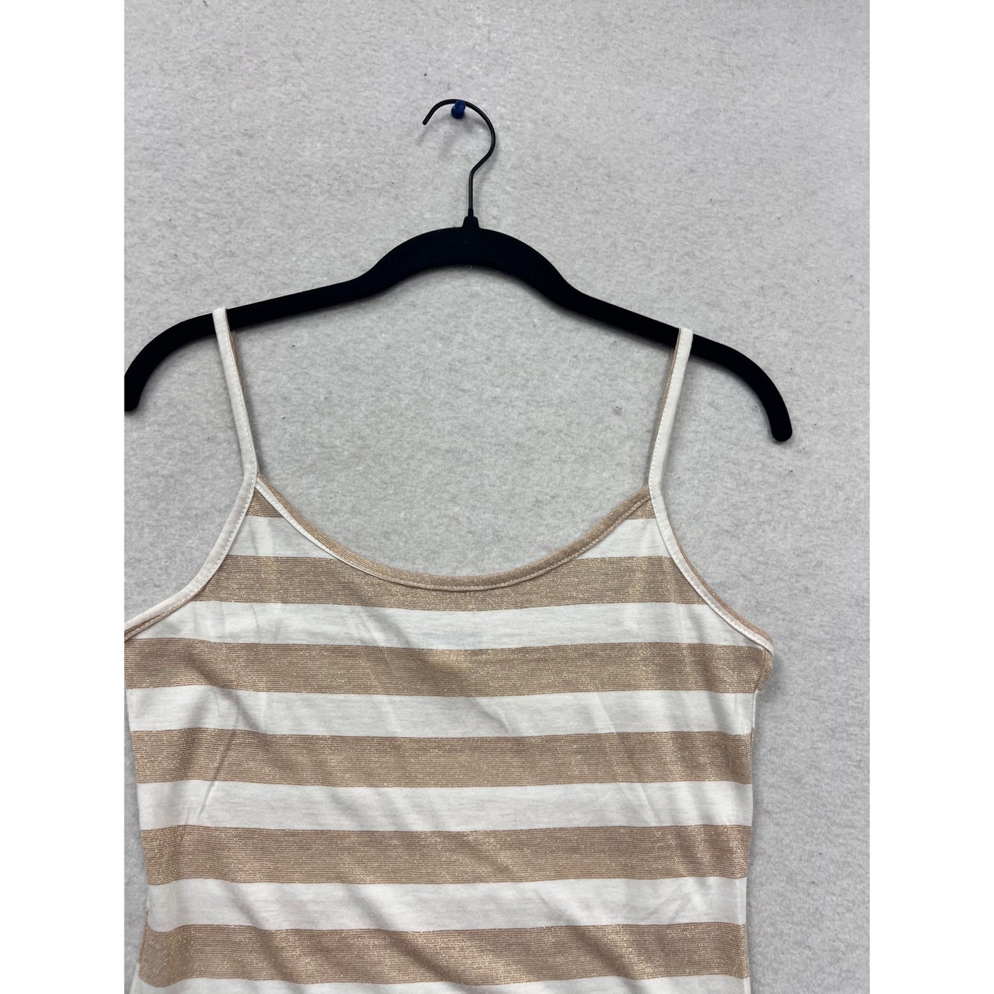 Gold & White Striped Cami Top Medium By Candy Rain #810A