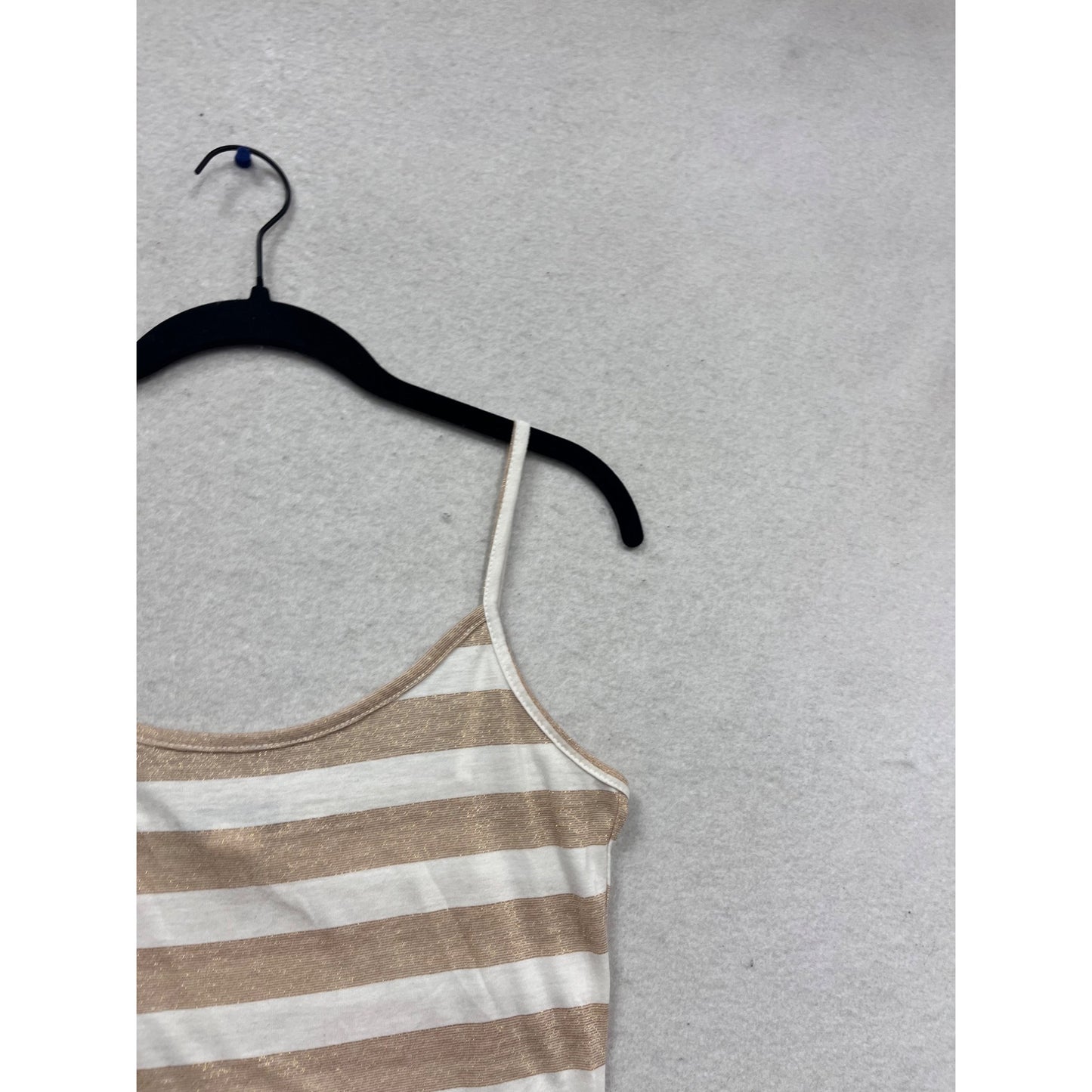 Gold & White Striped Cami Top Medium By Candy Rain #810A