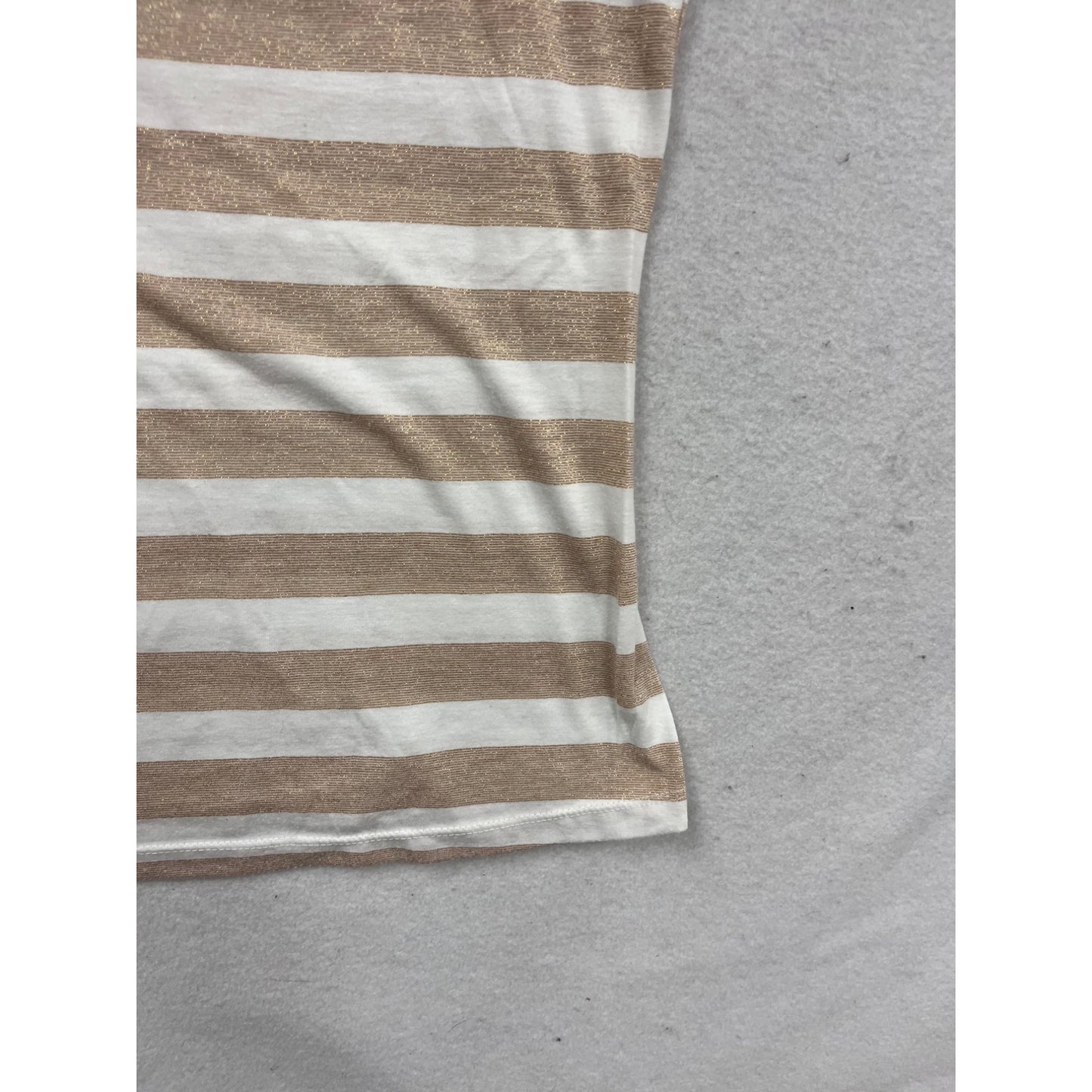 Gold & White Striped Cami Top Medium By Candy Rain #810A