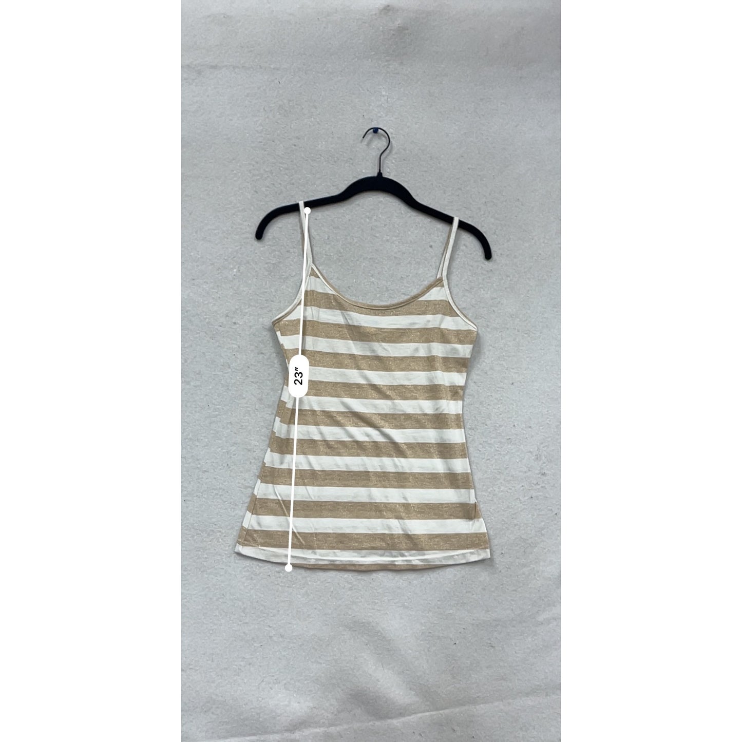 Gold & White Striped Cami Top Medium By Candy Rain #810A