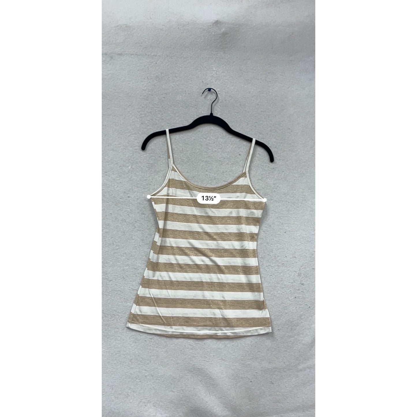Gold & White Striped Cami Top Medium By Candy Rain #810A