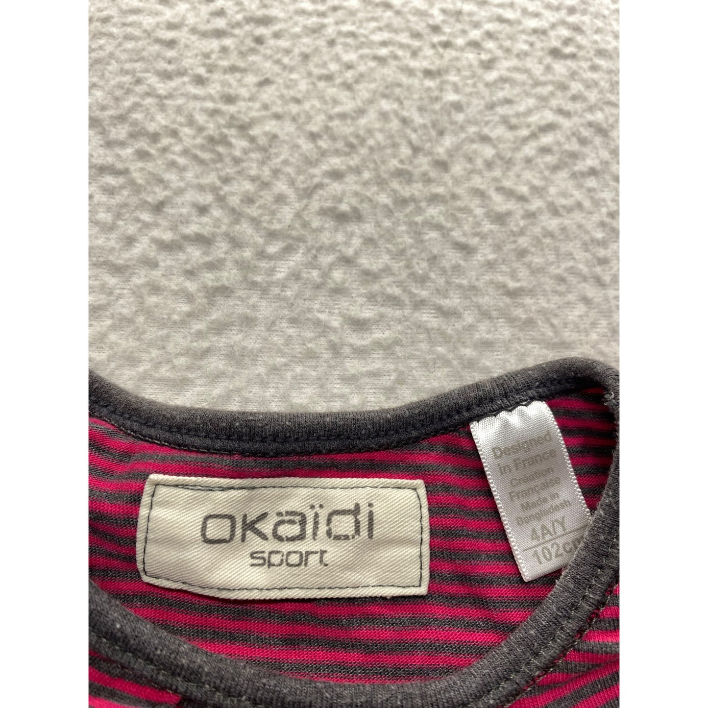 Okaidi Sport Girls Burgundy & Gray Long Sleeve Striped Shirt #5859