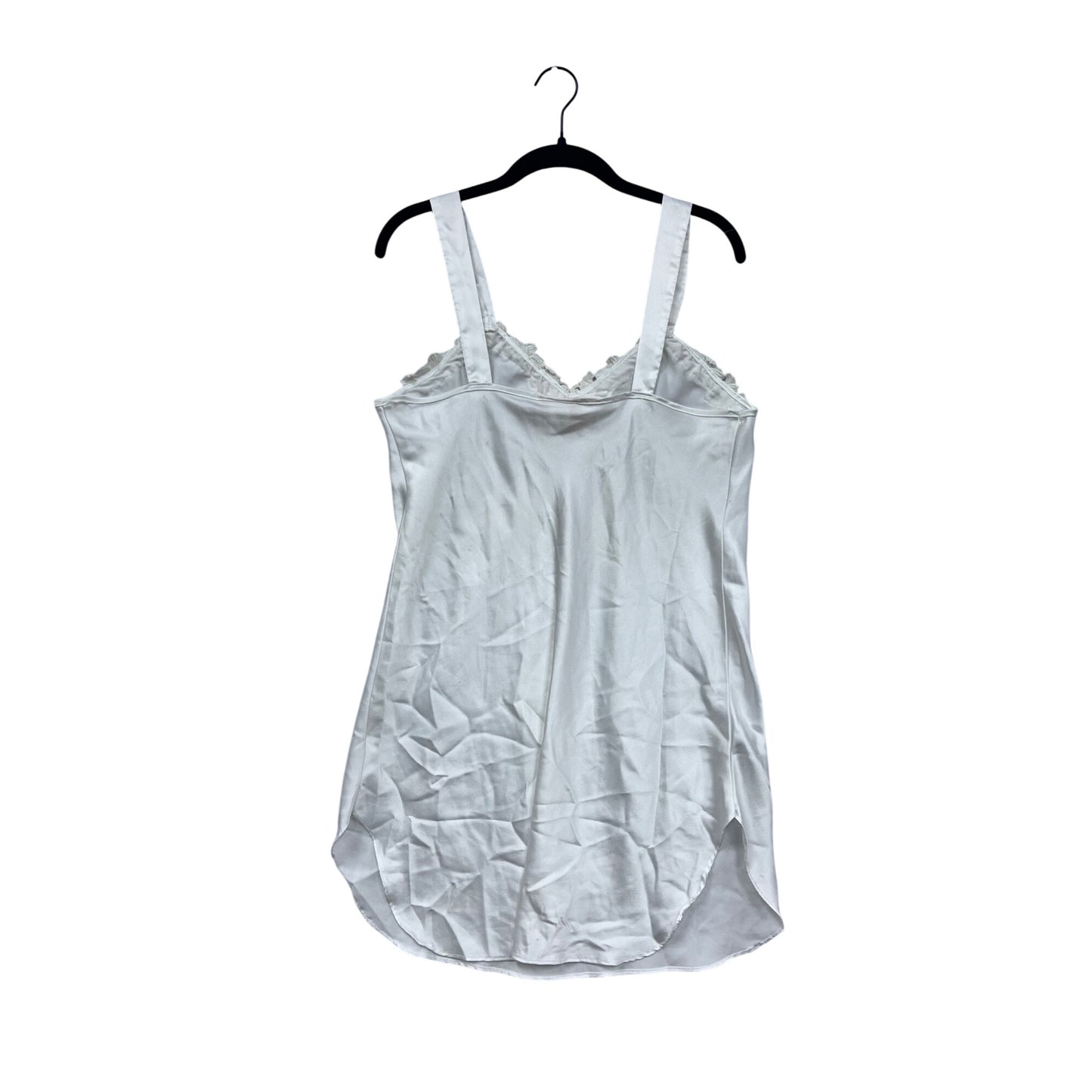Vintage White Lace Trim Womens Slip Dress Medium #8263