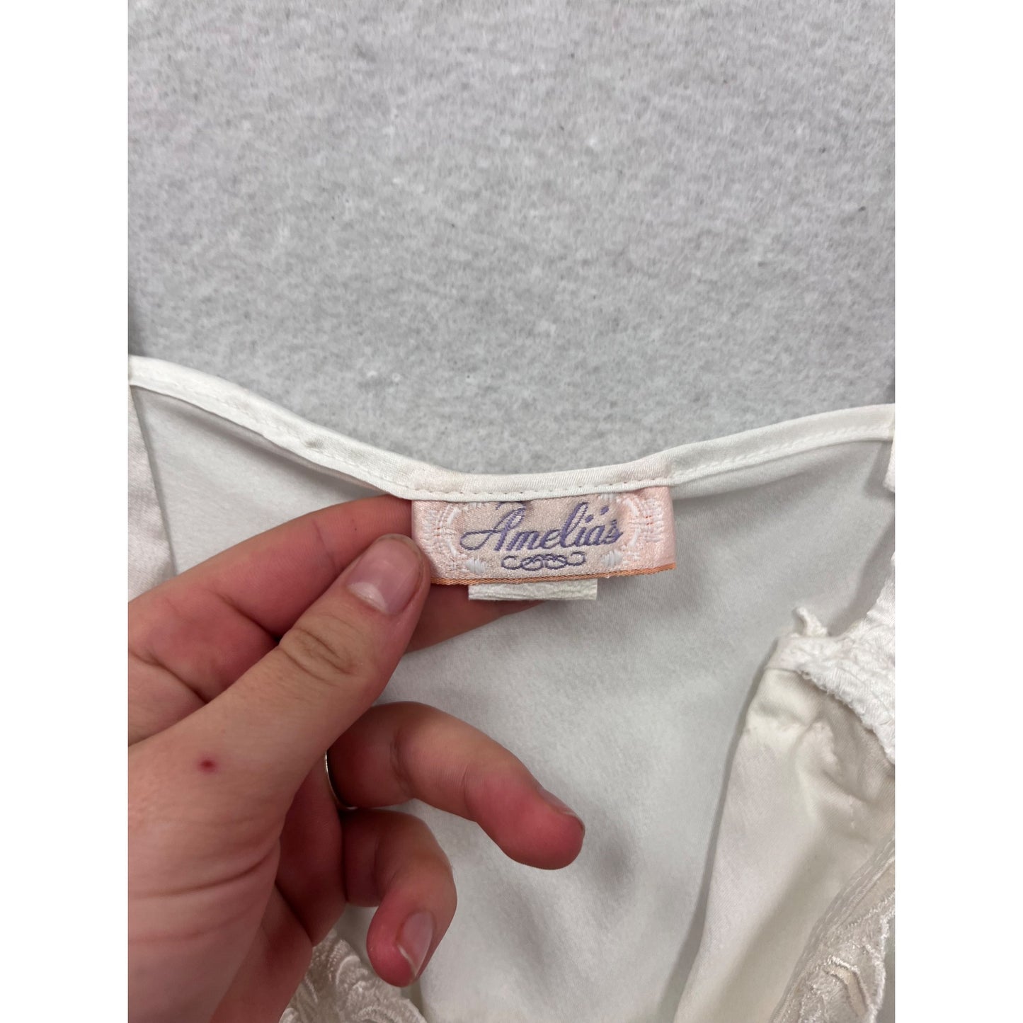 Vintage White Lace Trim Womens Slip Dress Medium #8263