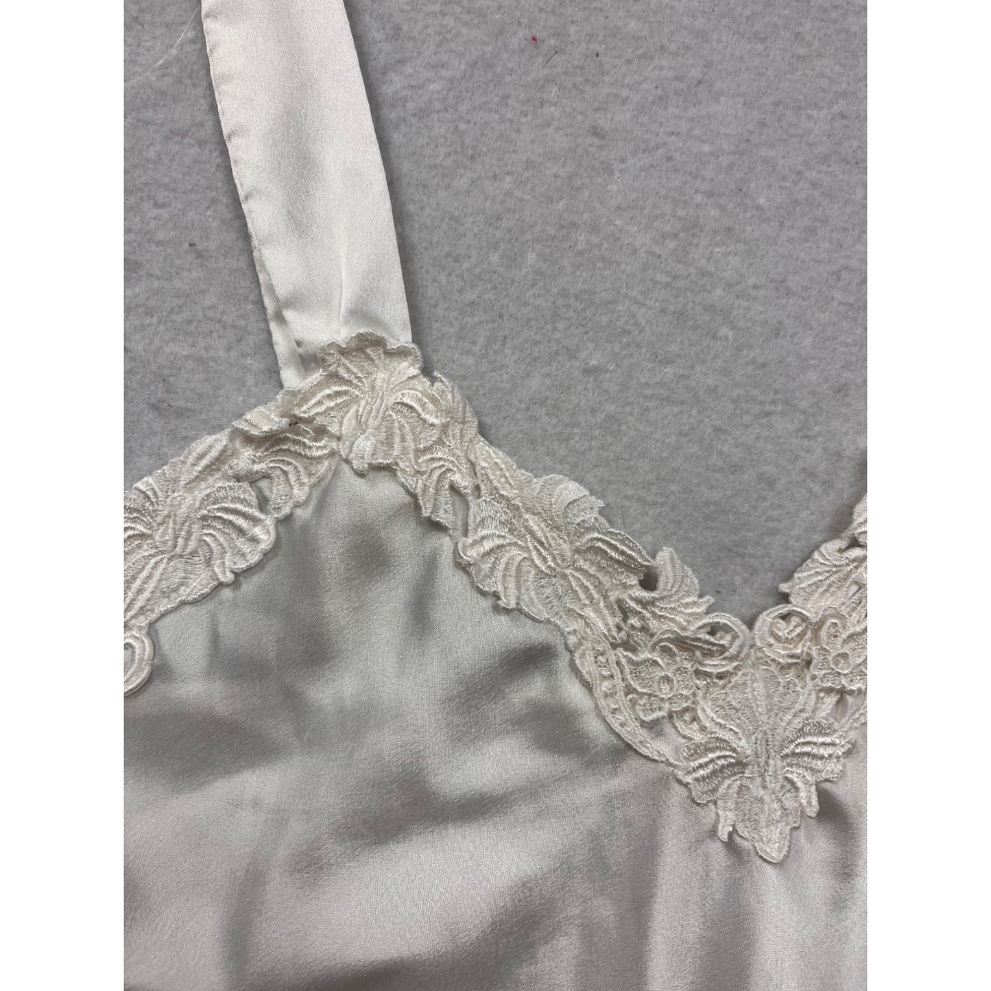 Vintage White Lace Trim Womens Slip Dress Medium #8263