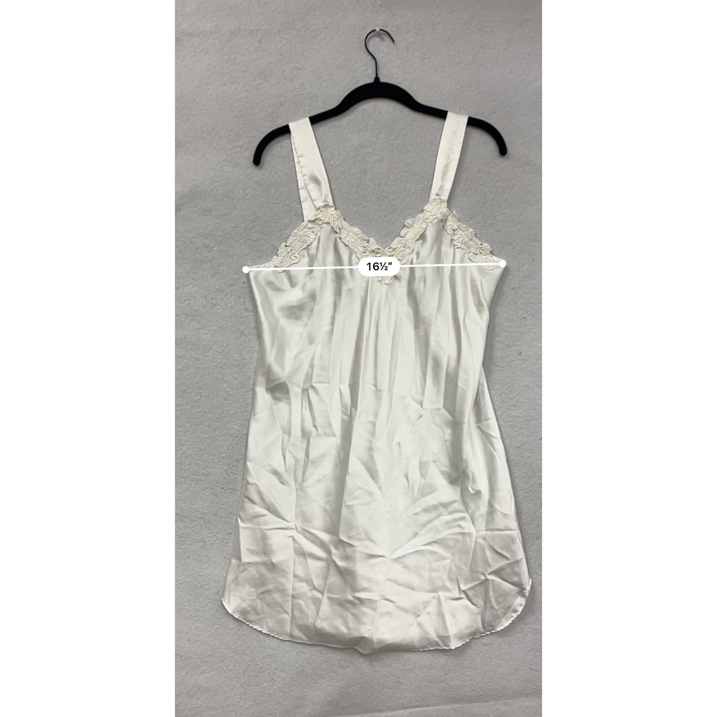Vintage White Lace Trim Womens Slip Dress Medium #8263
