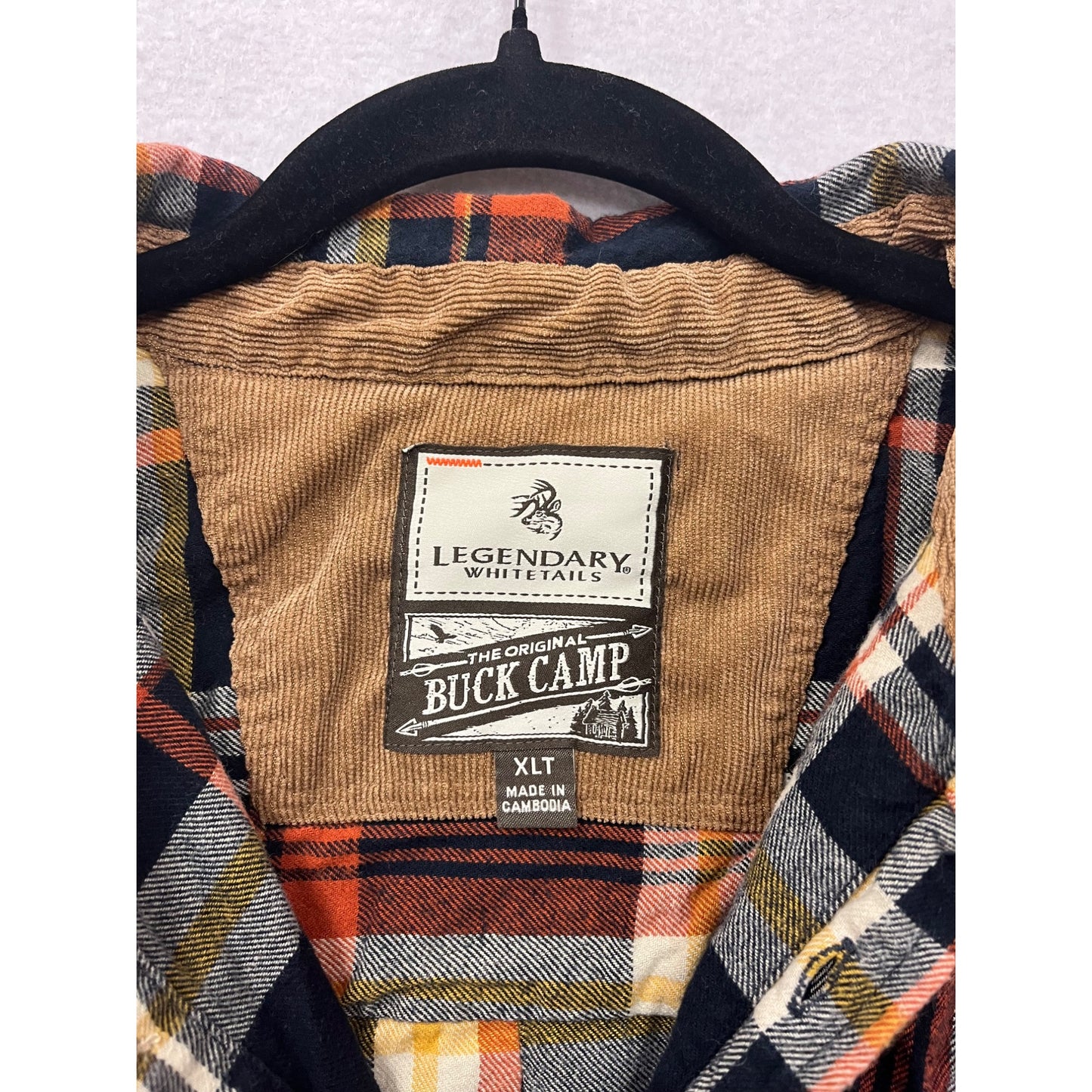 Legendary Whitetails Mens XL Tall Buck Camp Flannel Shirt Plaid Button-Up Long Sleeve 100% Cotton #6911