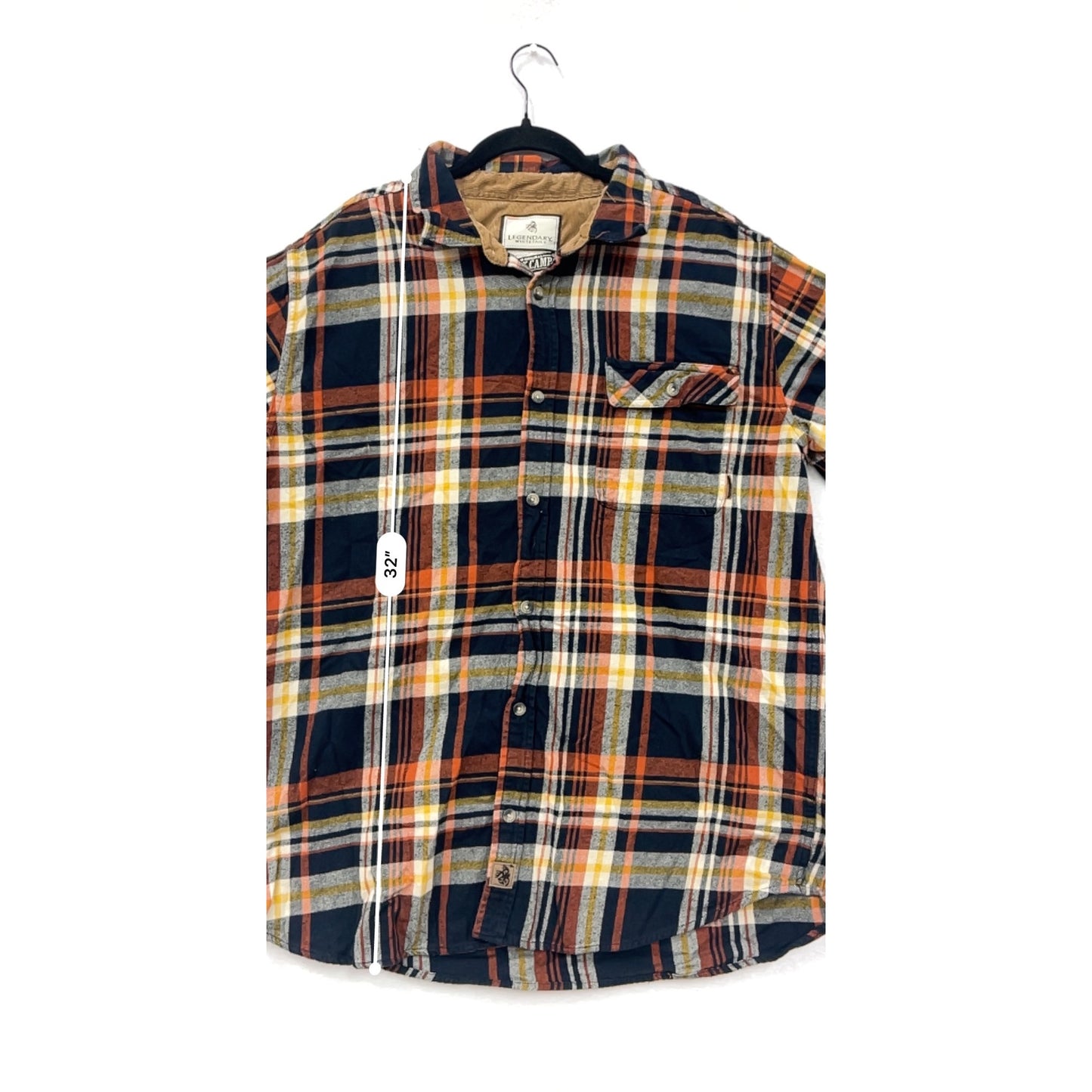 Legendary Whitetails Mens XL Tall Buck Camp Flannel Shirt Plaid Button-Up Long Sleeve 100% Cotton #6911