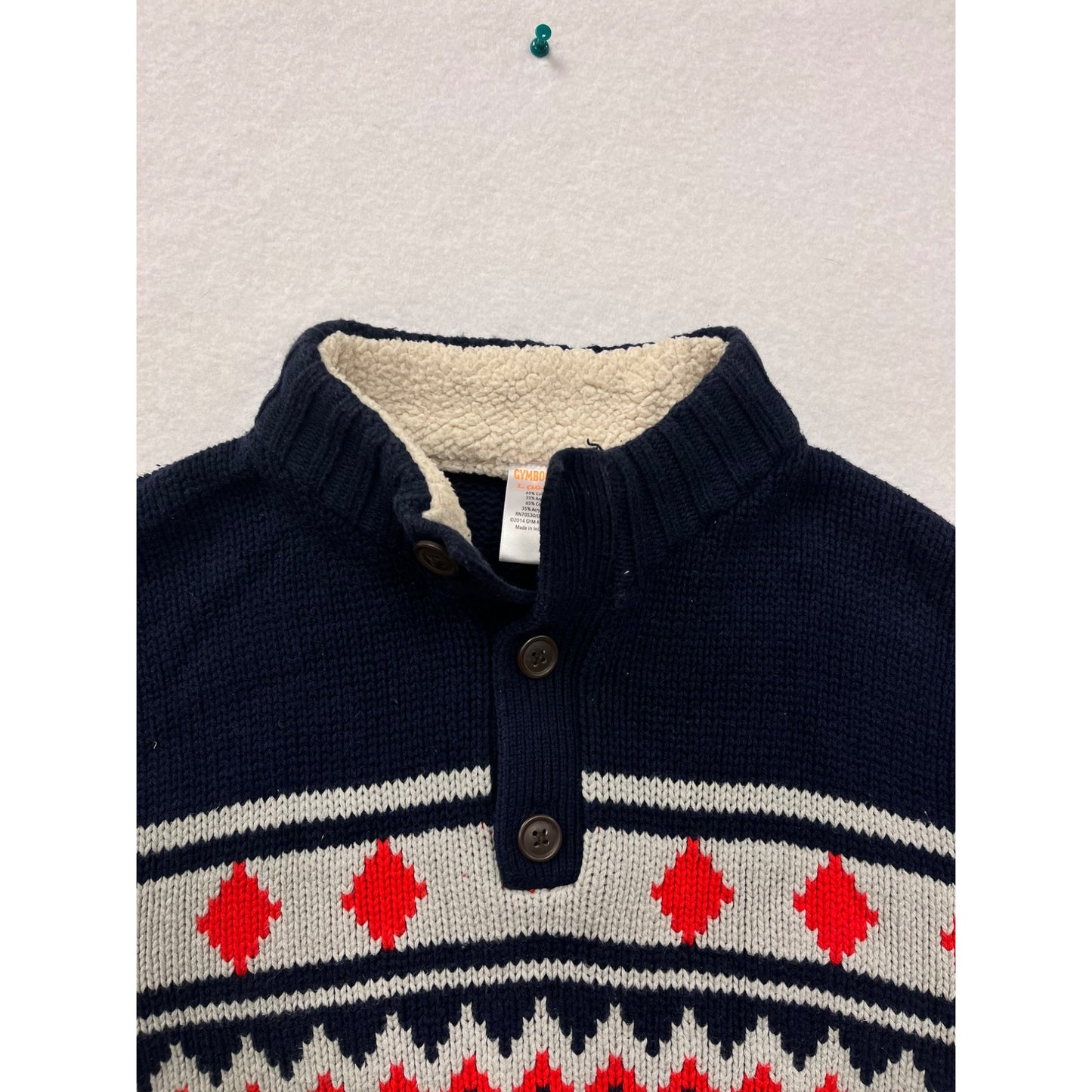 Gymboree Boys Nordic Knit Sweater With Sherpa Collar #6068