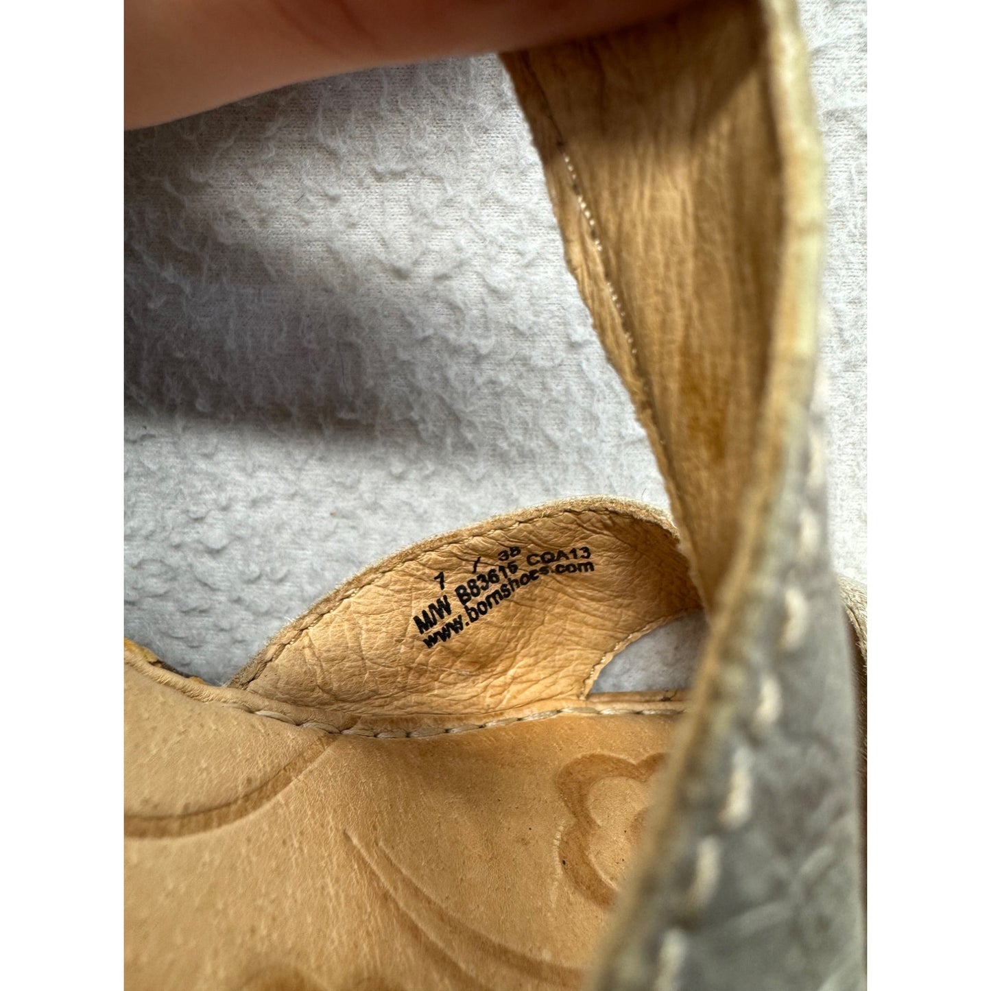 BORN Silver Leather Cork Wedge Sandals #9003