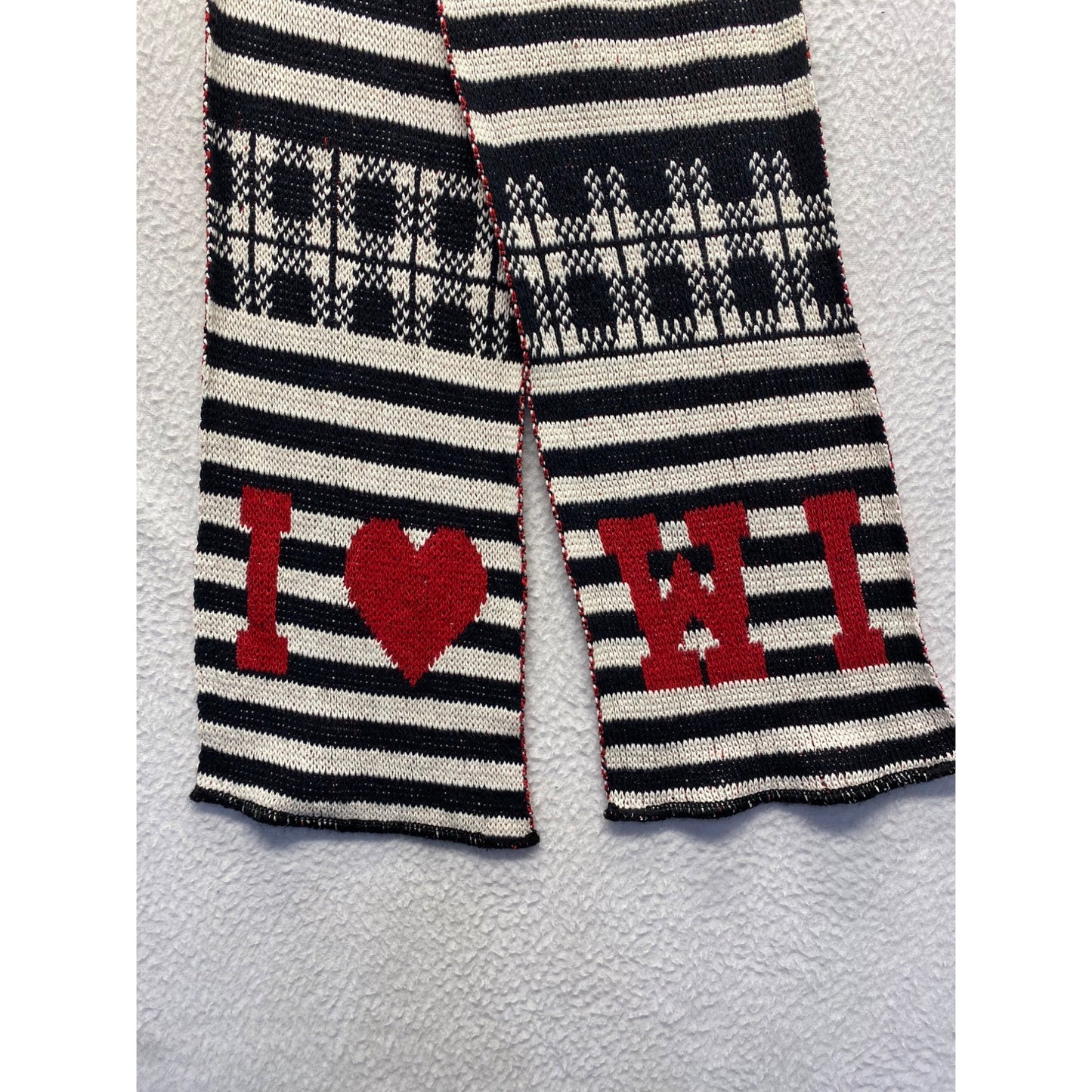 I Love WI Striped Knit Scarf 64" By Green 3 #7057
